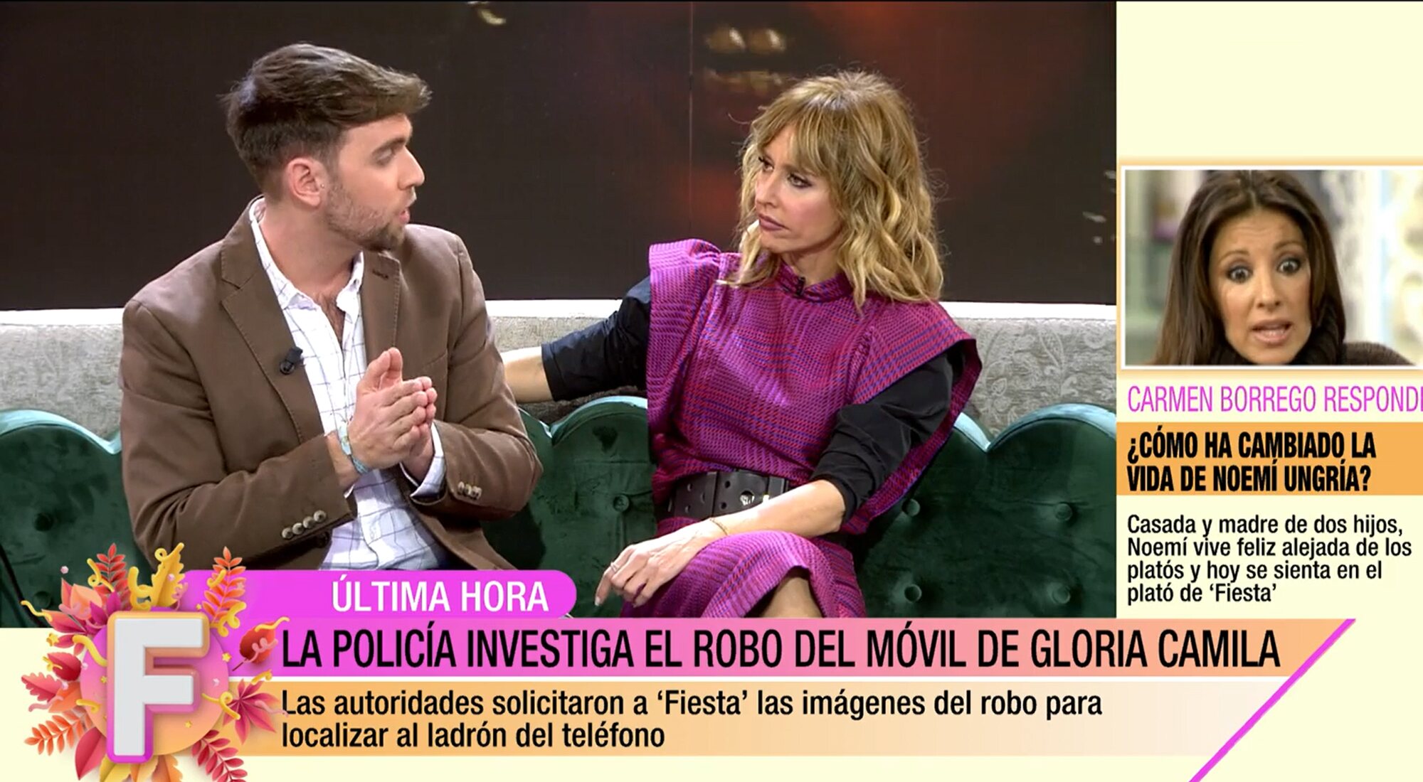 Jaime Rodríguez comparte con Emma García las novedades sobre el robo del móvil de Gloria Camila en 'Fiesta'