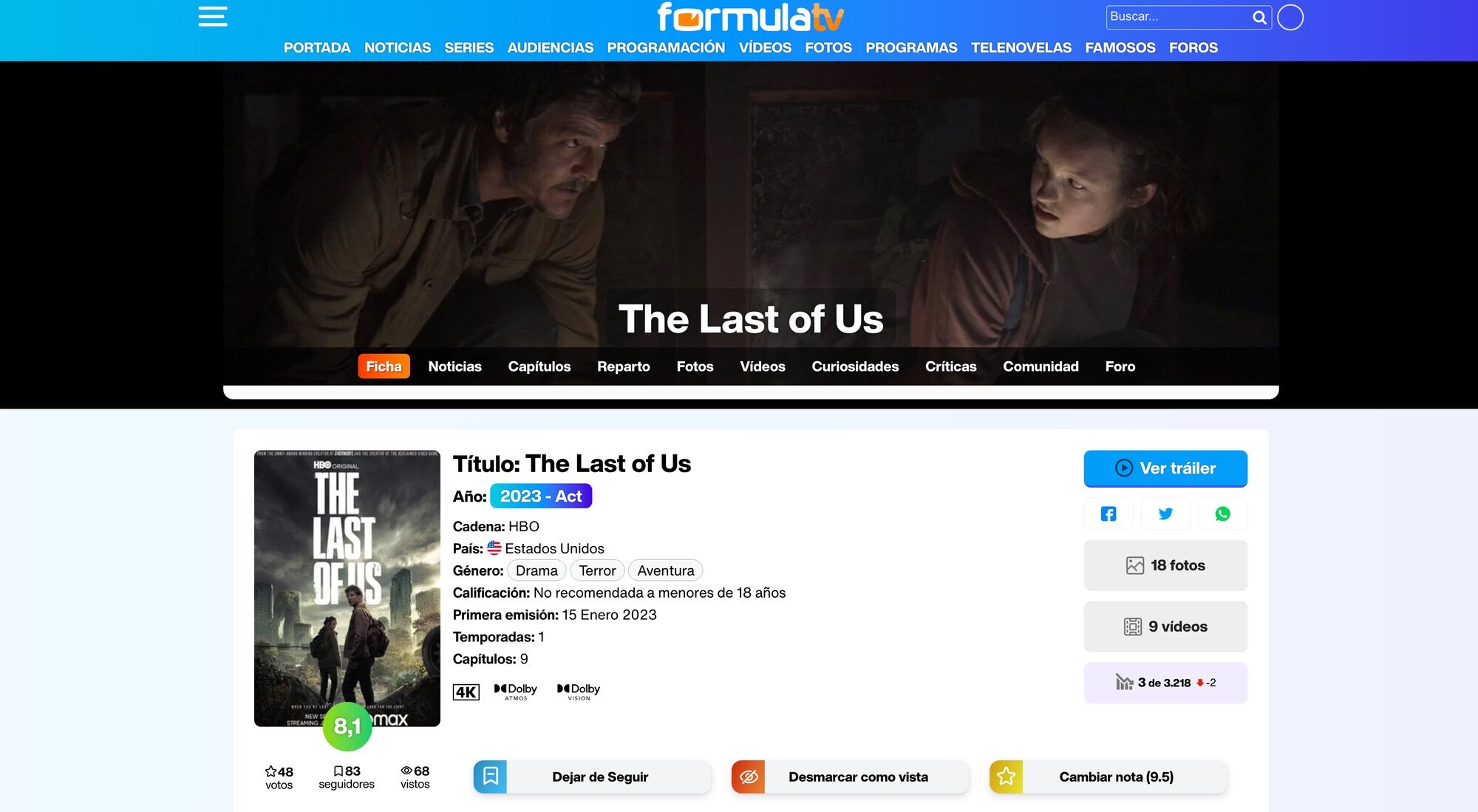 El nuevo diseño de la sección de series de FormulaTV