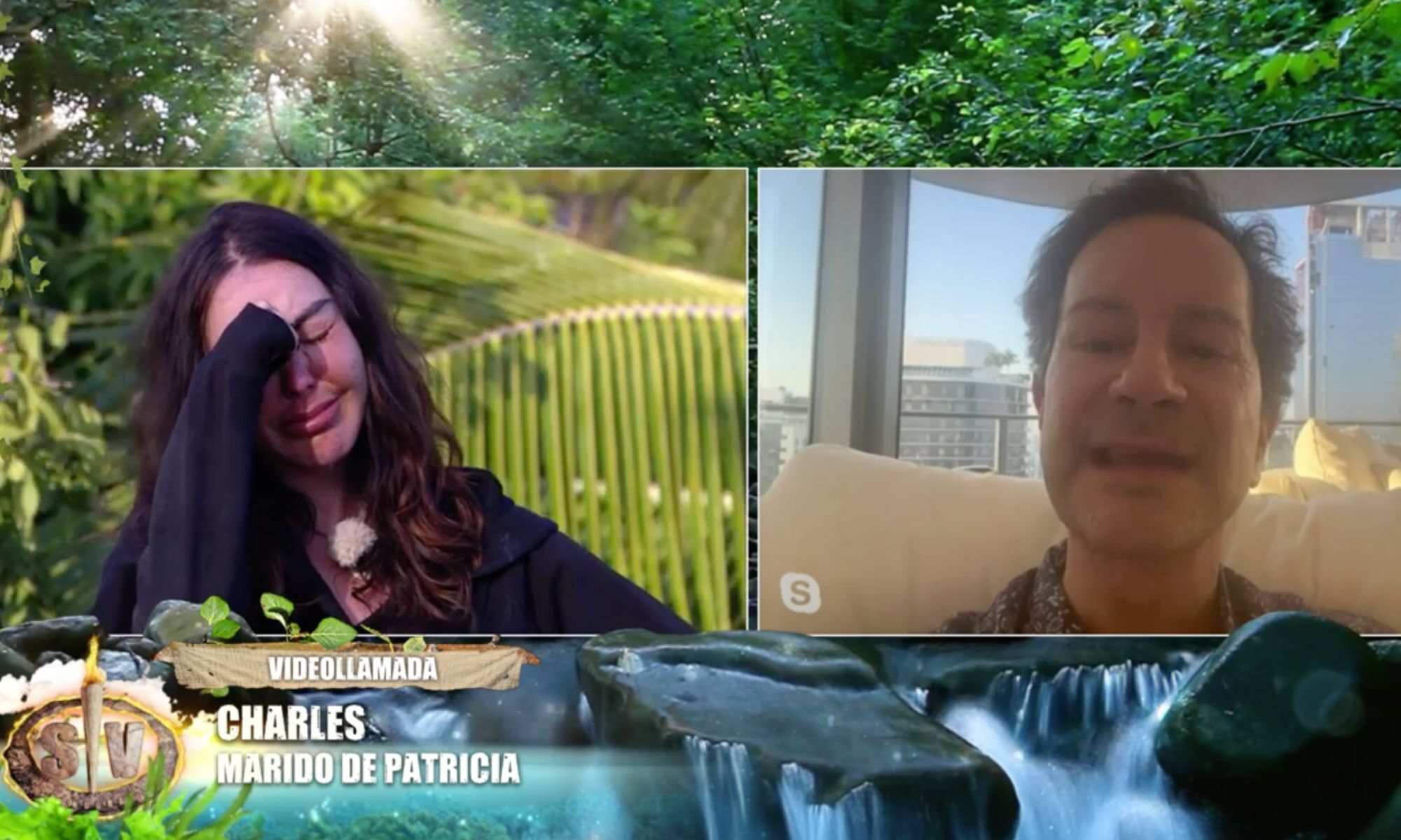 Patricia Donoso siendo animada por su marido, Charles