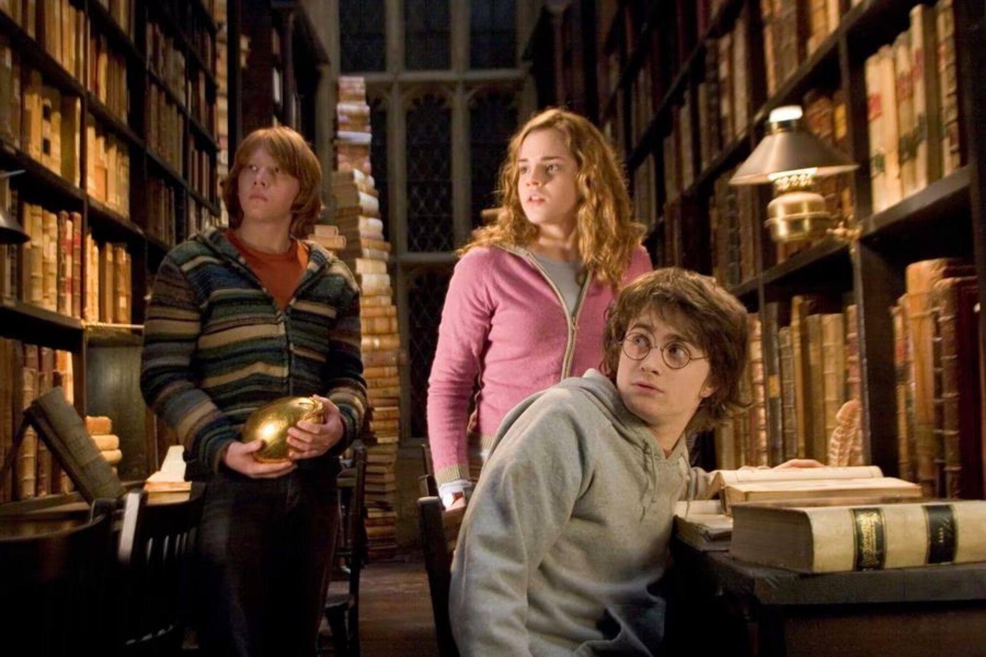 Rupert Grint, Emma Watson y Daniel Radcliffe en "Harry Potter y el cáliz de fuego"