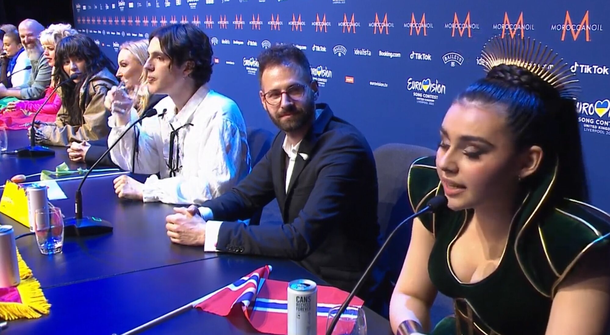 Algunos de los clasificados de la primera semifinal de Eurovisión 2023 en la rueda de prensa