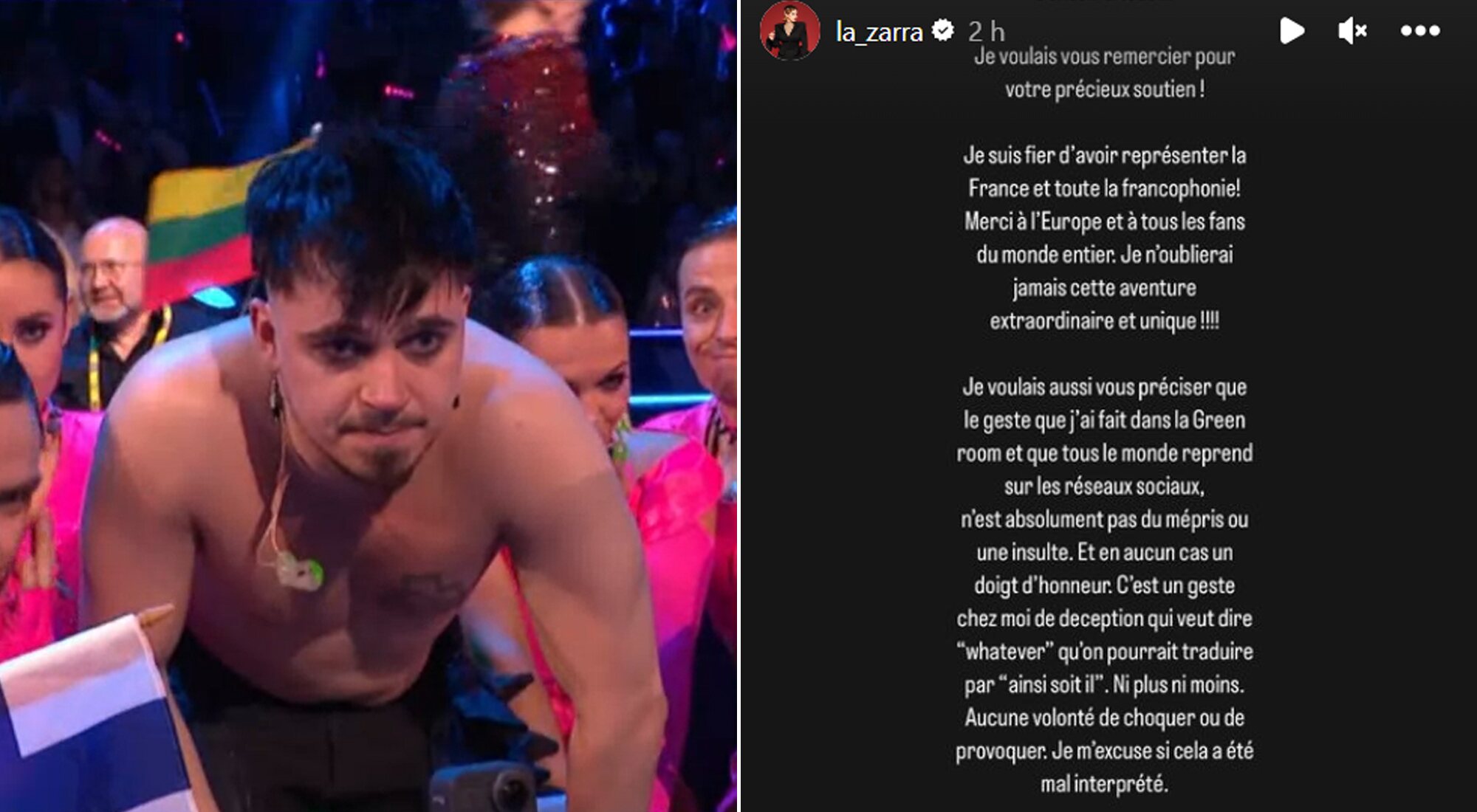 La Zarra se marcha por detrás de Käärijä antes de conocerse al ganador de Eurovisión 2023, y parte de su story en Instagram