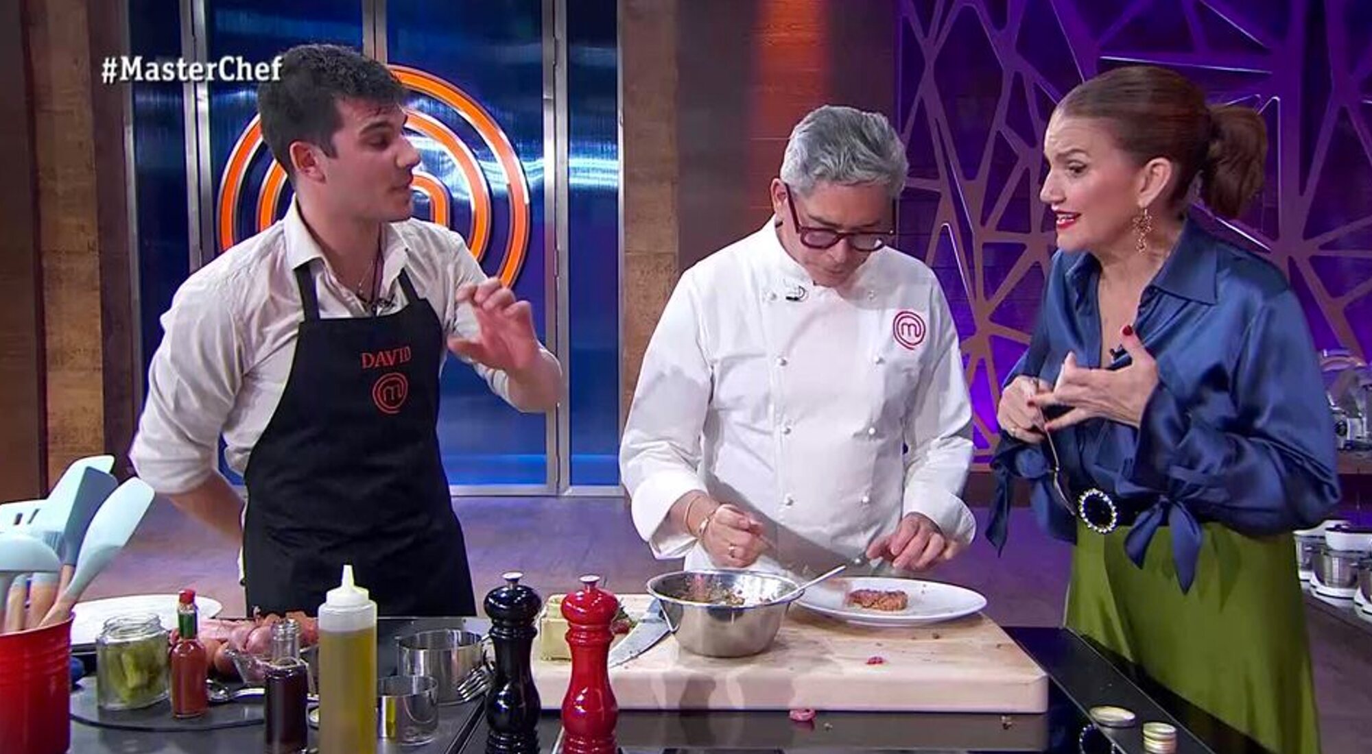 David junto a Boris Izaguirre y Samantha Vallejo-Nágera en 'MasterChef 11'