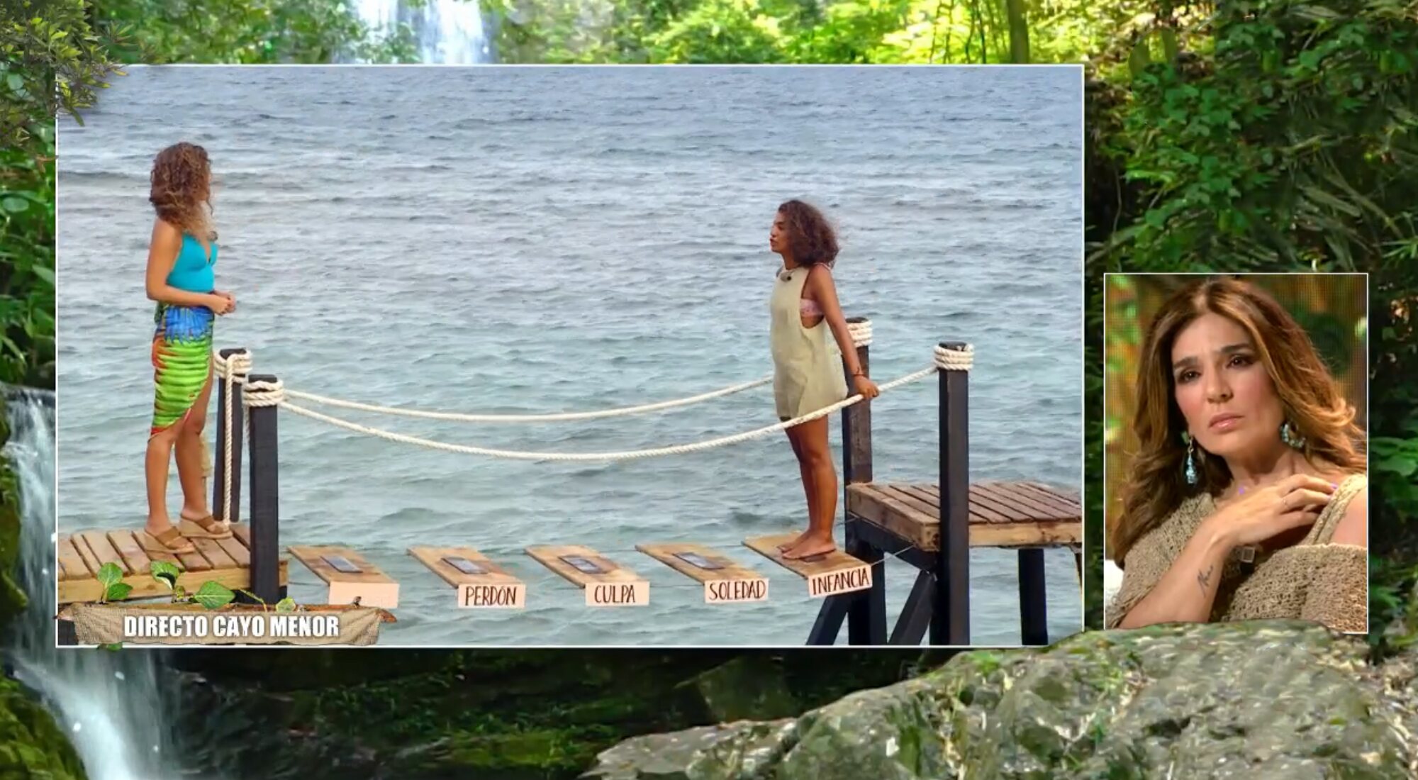 Raquel Bollo, atenta al puente de las emociones de su hija Alma en 'Supervivientes: Tierra de nadie'