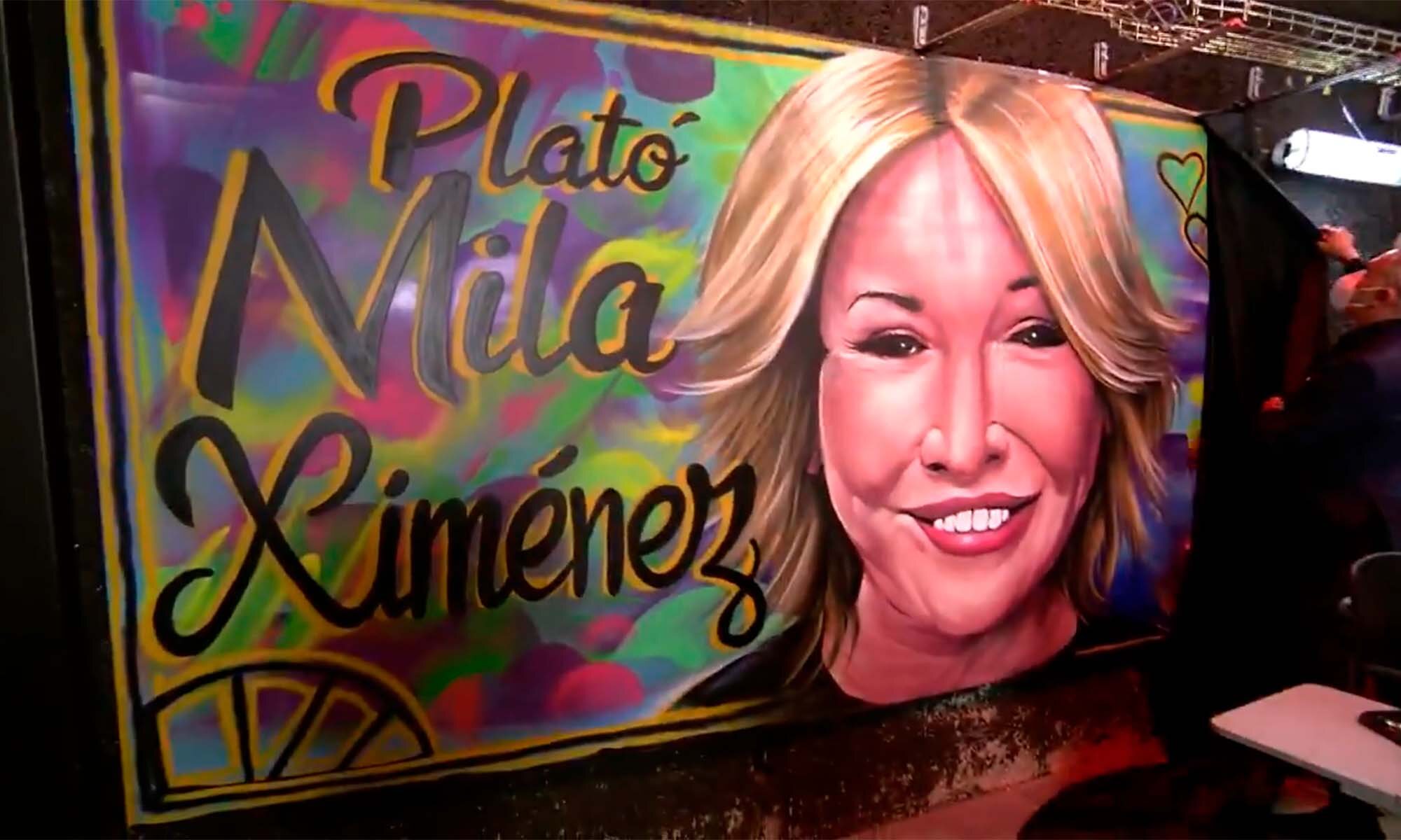 El mural  homenaje a Mila Ximénez inaugurado en el plató  'Sálvame'