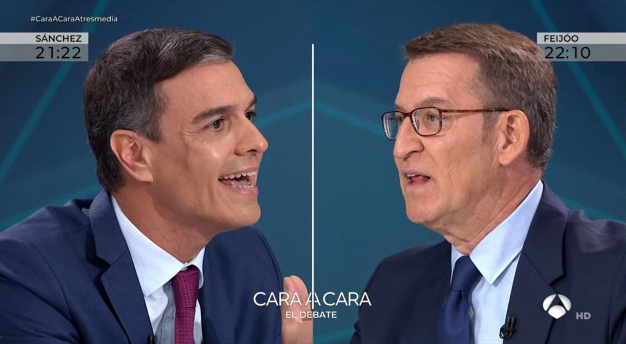 Pedro Sánchez y Alberto Nuñez Feijóo se enfrentan en el debate de Atresmedia
