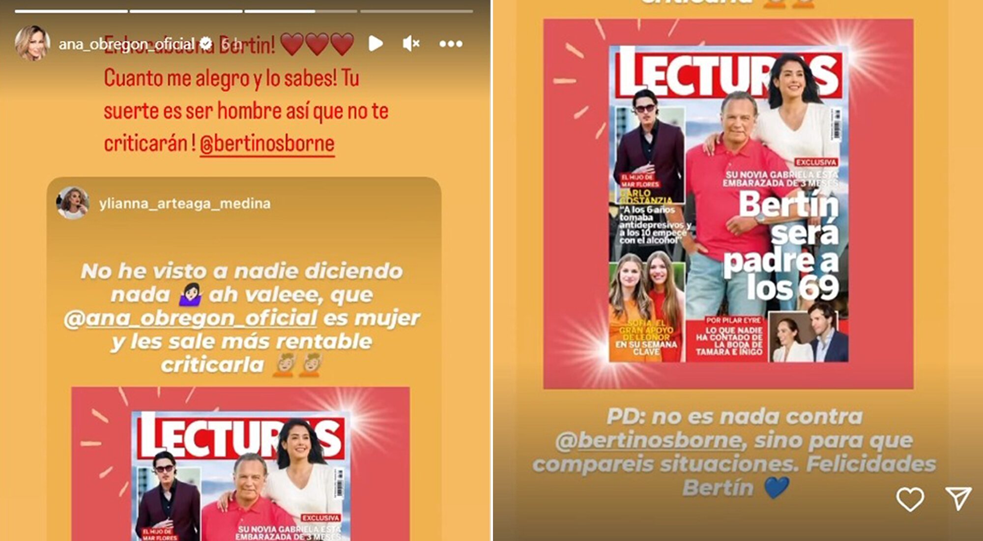 Imagen del story publicado por Ana Obregón felicitando a Bertín Osborne