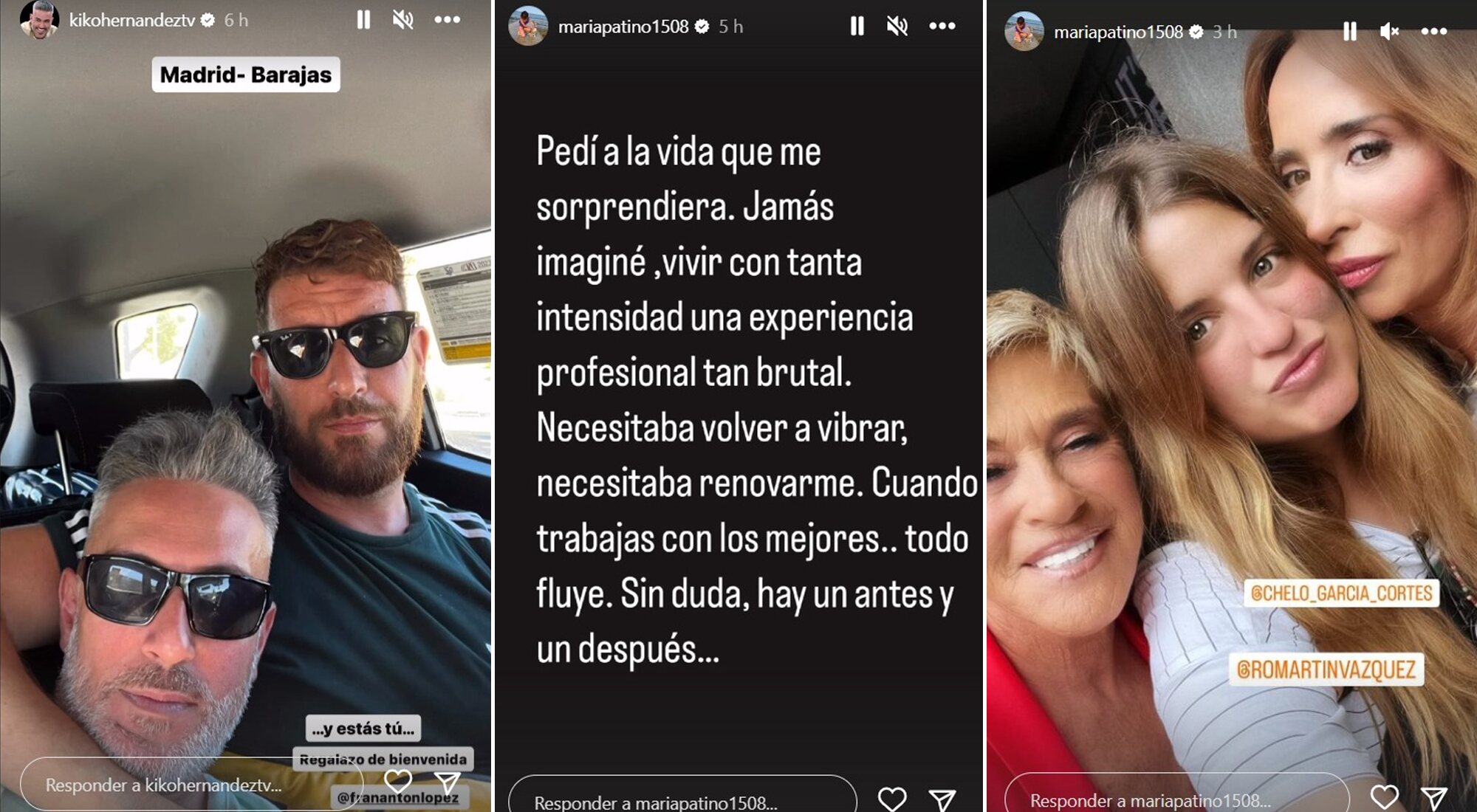 Kiko Hernández se reencuentra con su prometido y María Patiño agradece la experiencia en sus respectivas cuentas de Instagram