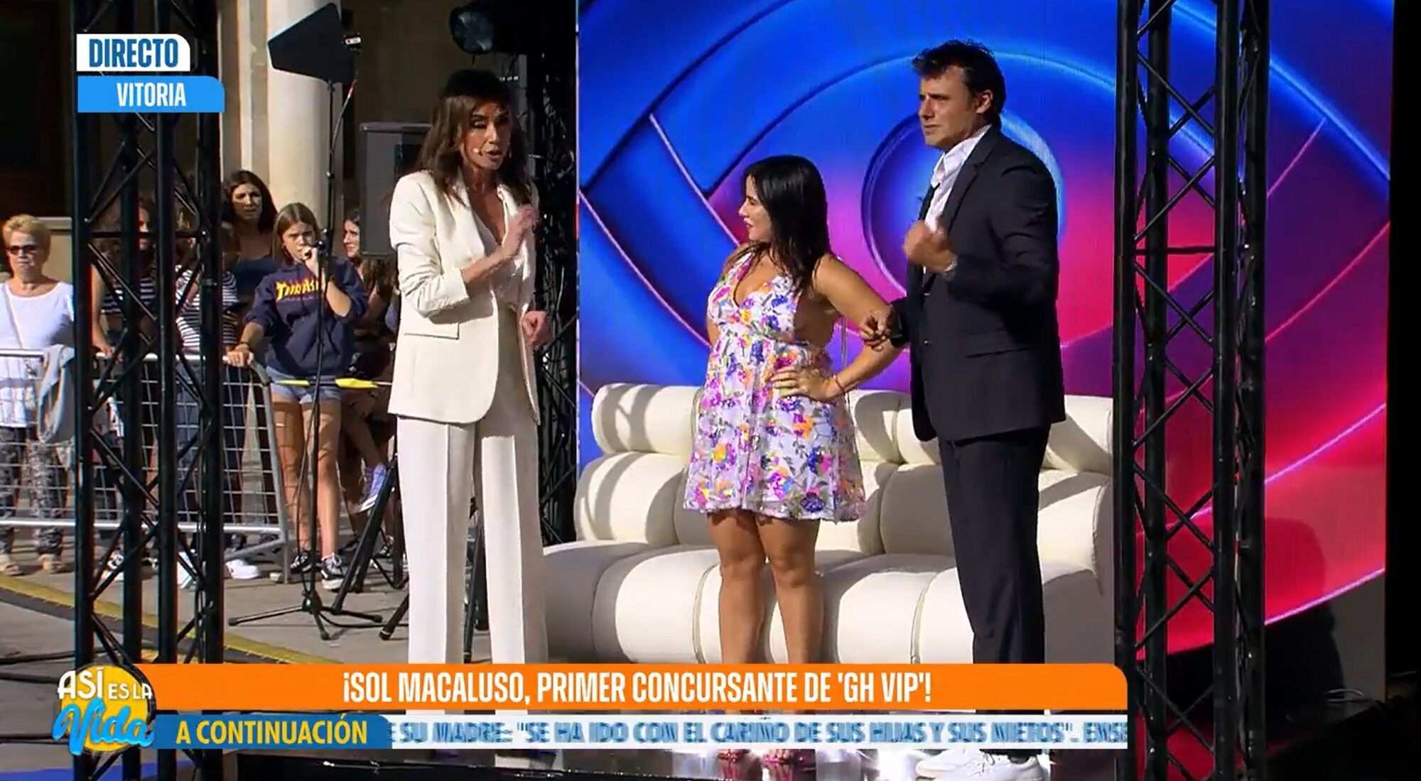 Sol Macaluso junto a Marta Flich e Ion Aramendi tras el anuncio de su fichaje por 'GH VIP 8'