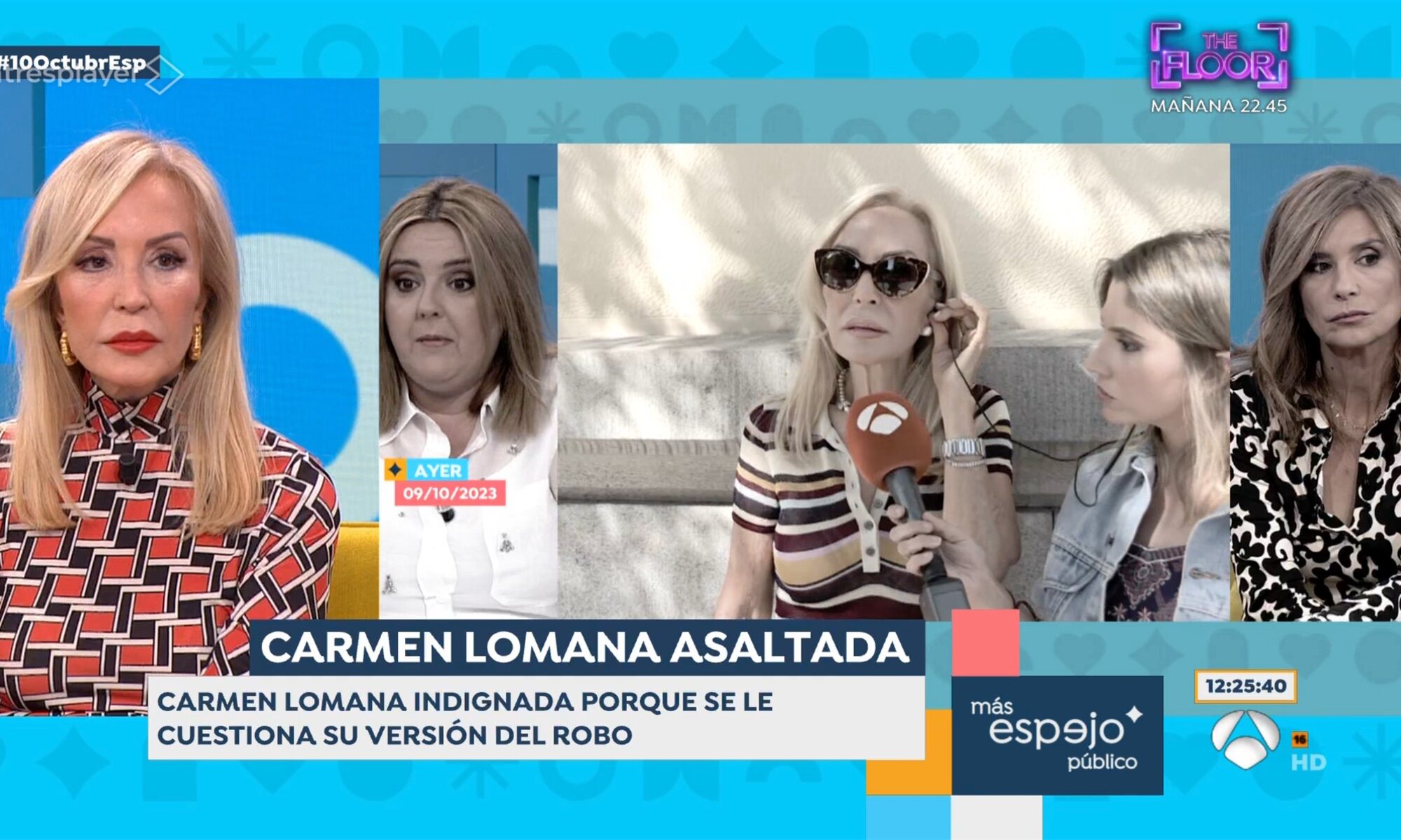 Carmen Lomana en 'Espejo público', viendo las imágenes del día anterior