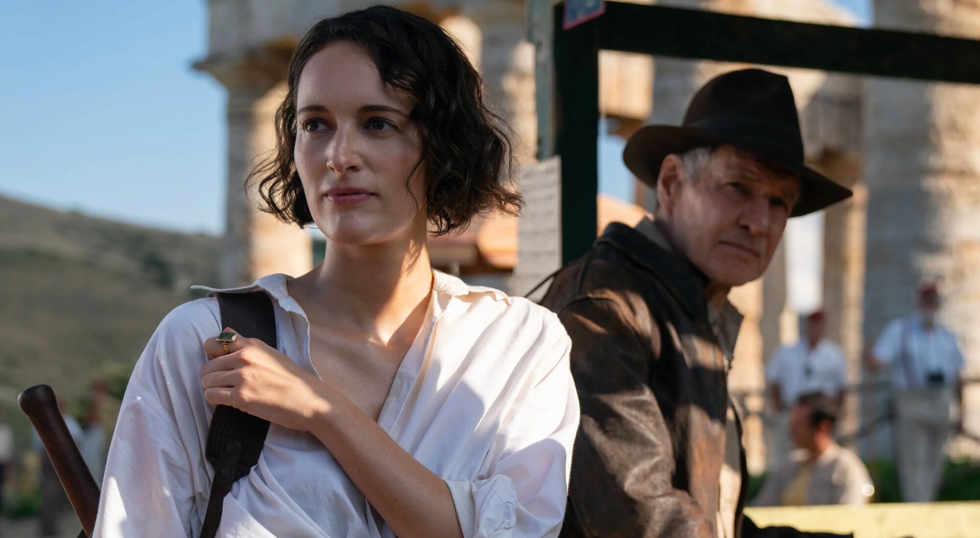Phoebe Waller-Bridge y Harrison Ford en "Indiana Jones y el dial del destino"