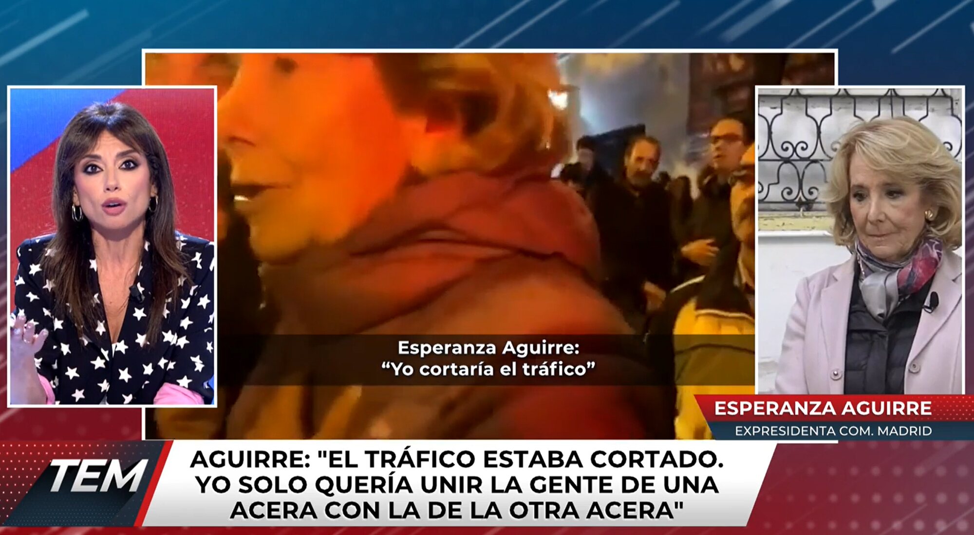 Marta Flich y Esperanza Aguirre, enfrentadas en 'Todo es mentira' a raíz de las protestas contra el PSOE