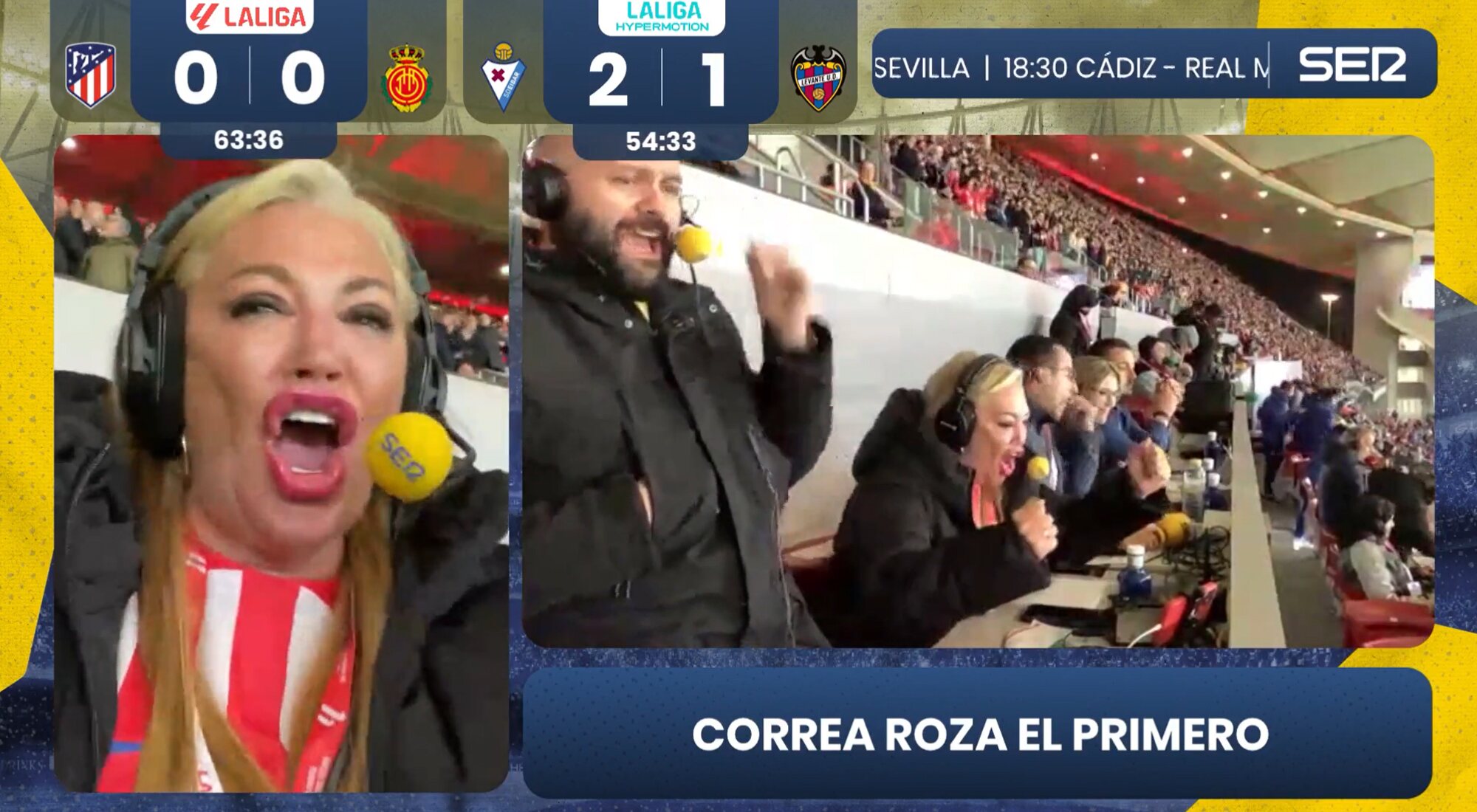 Belén Esteban celebra un gol del Atlético de Madrid en "Carrusel Deportivo"