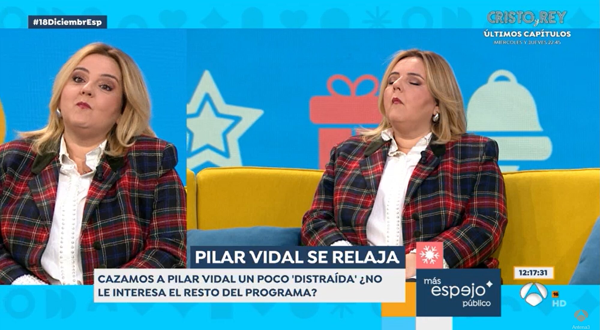 'Espejo público' capta a Pilar Vidal echándose una pequeña siesta en directo