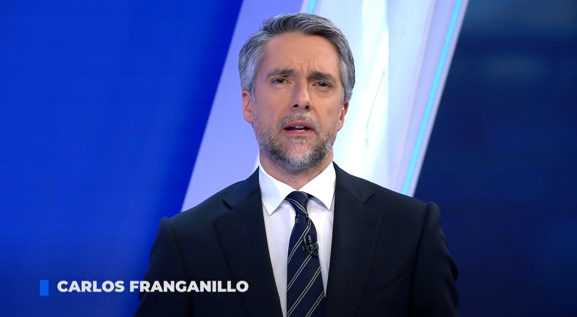 Carlos Franganillo en su debut al frente de 'Informativos Telecinco'