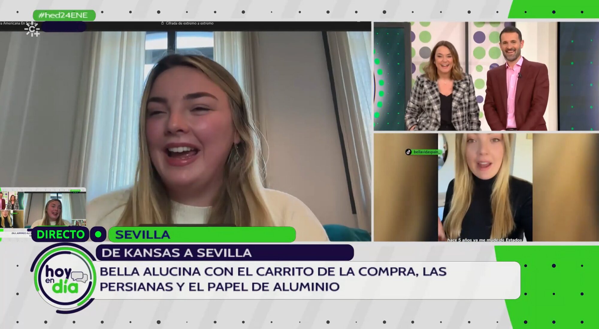 Toñi Moreno y Juan Carlos González entrevistan a Bella en 'Hoy en día'
