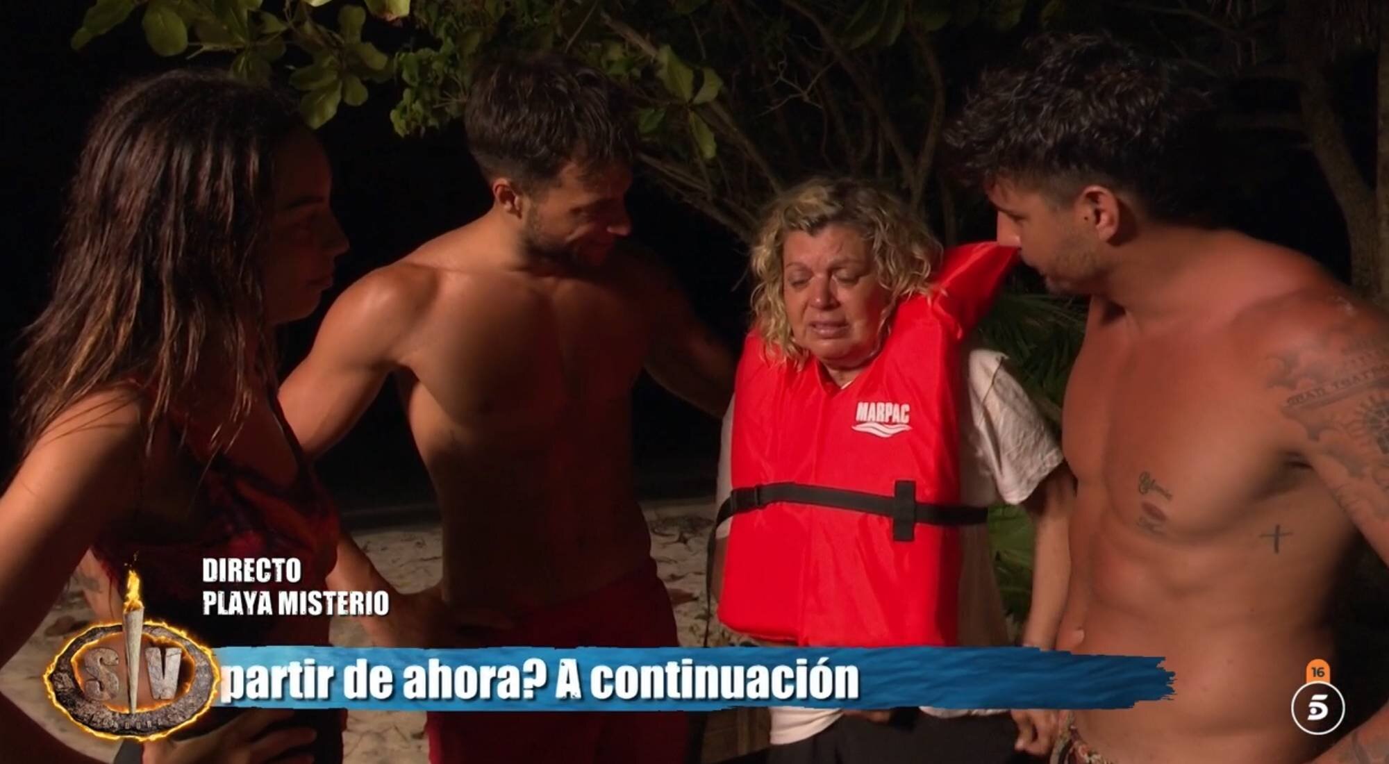 Terelu Campos rompe a llorar al ver a Anita, Montoya y Manuel en &#39;Supervivientes 2025&#39;