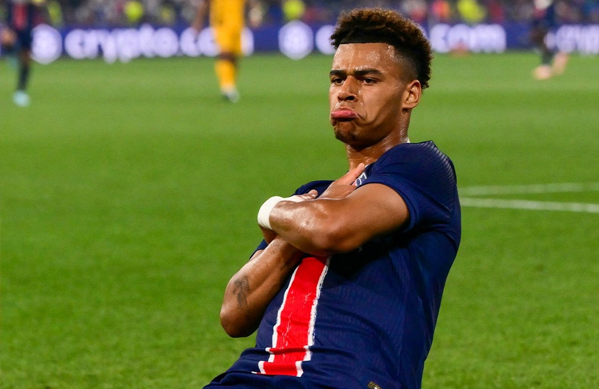 Désiré Doué durante el partido entre el partido entre el PSG y el Inter de Milán