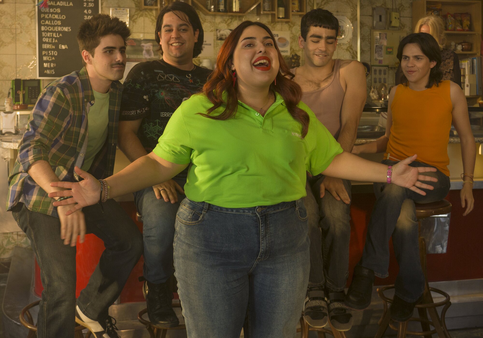 El elenco protagonista de &#39;Mariliendre&#39; durante una de las secuencias de la serie