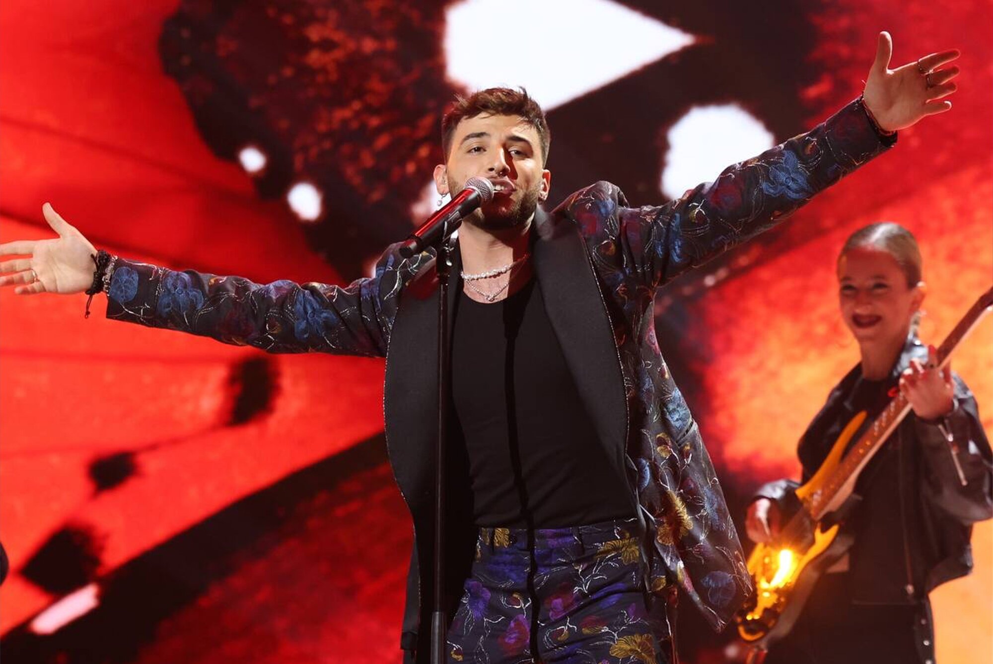 Lucas Curotto durante su actuación en la Gala 11 de 'OT 2023' con 'Mariposa Tecknicolor'