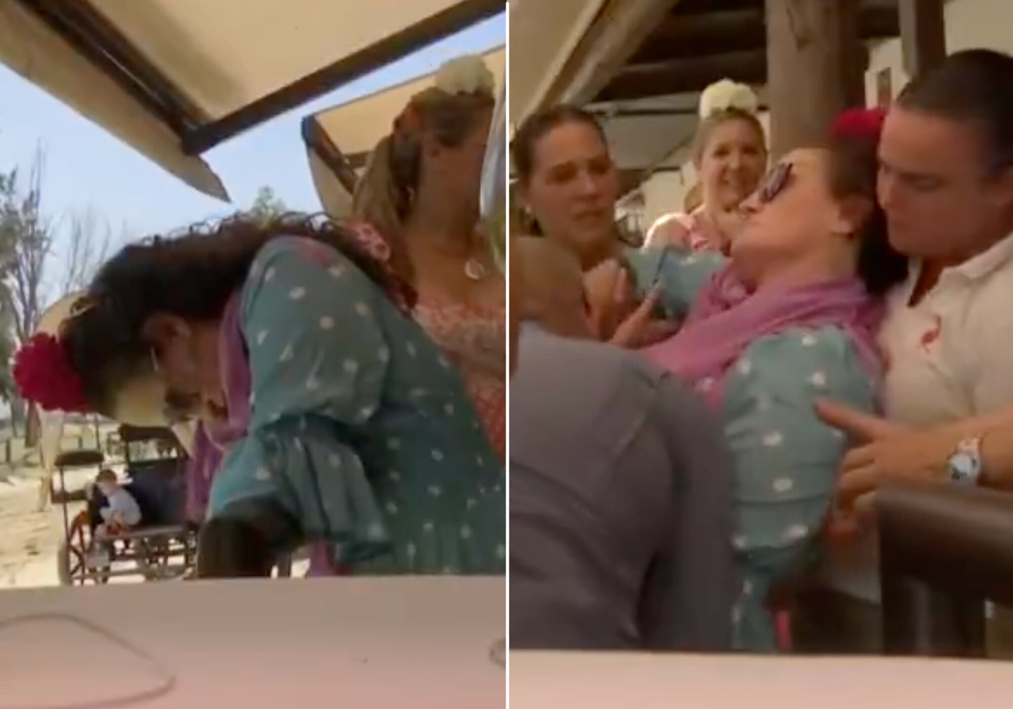 Dos imágenes del desmayo de Dulce, en 'La familia de la tele'