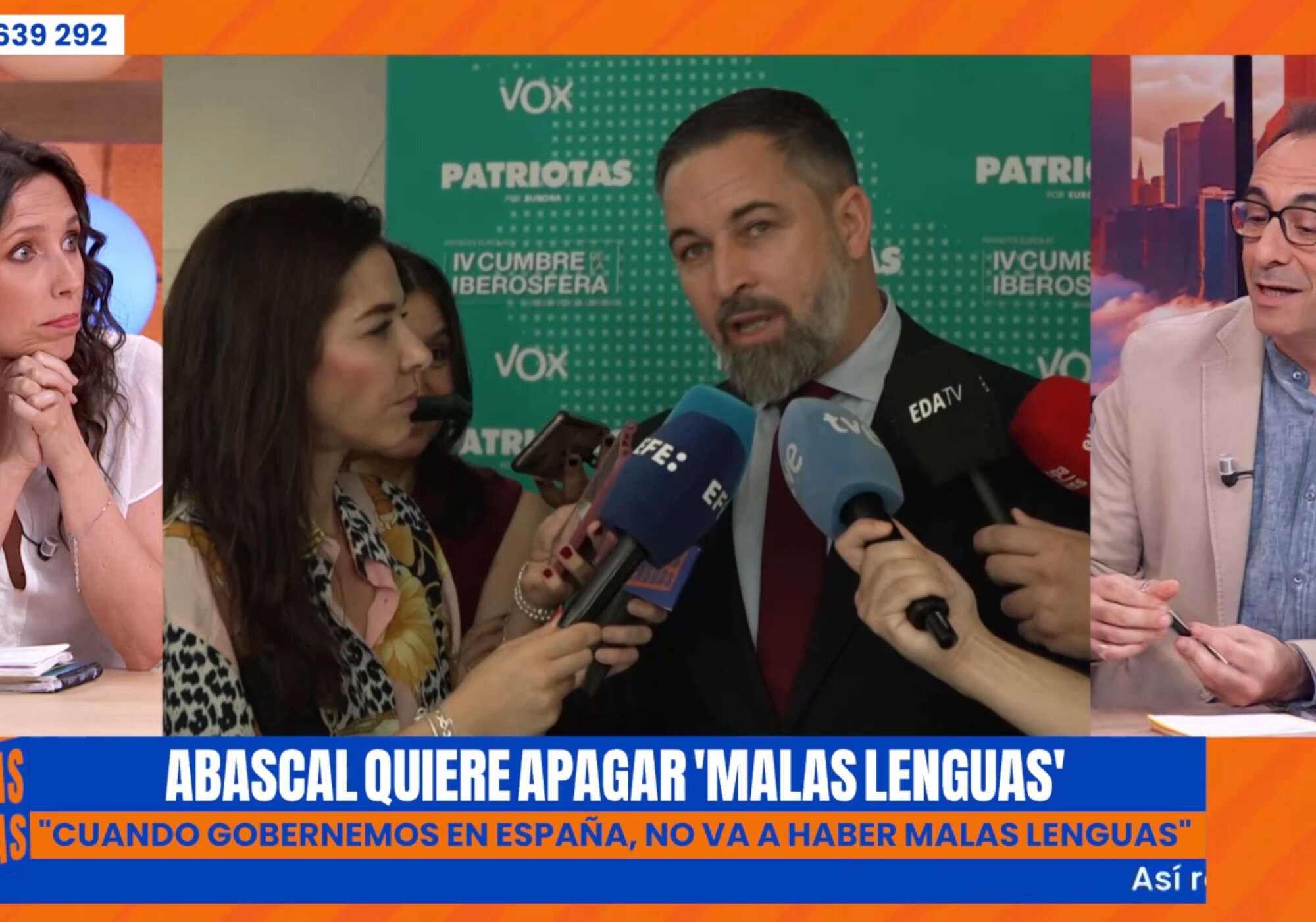 Santiago Abascal aparece en 'Malas lenguas' y amenaza con cancelarlo