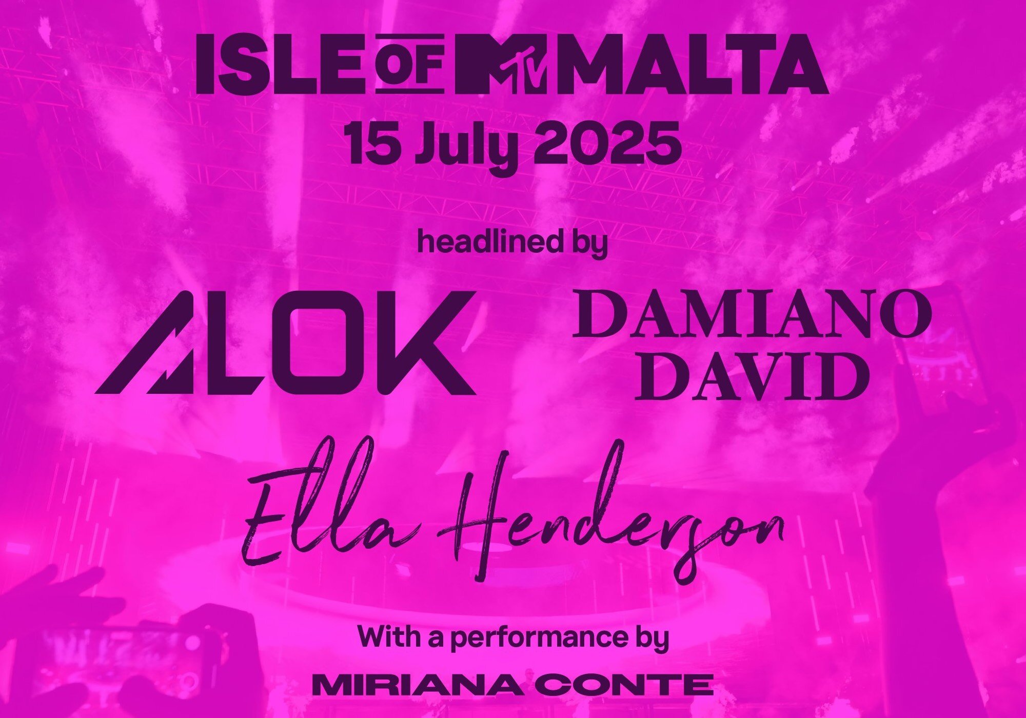 Cartel del Isle of MTV Malta 2025 con los nombres confirmados
