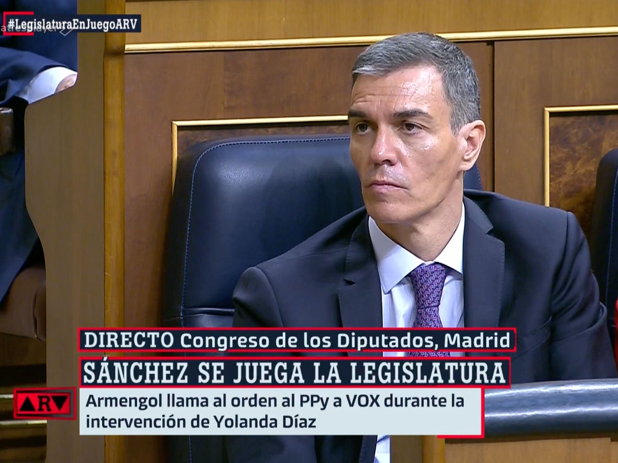 Pedro Sánchez durante la intervención de Yolanda Díaz en el Congreso de los Diputados