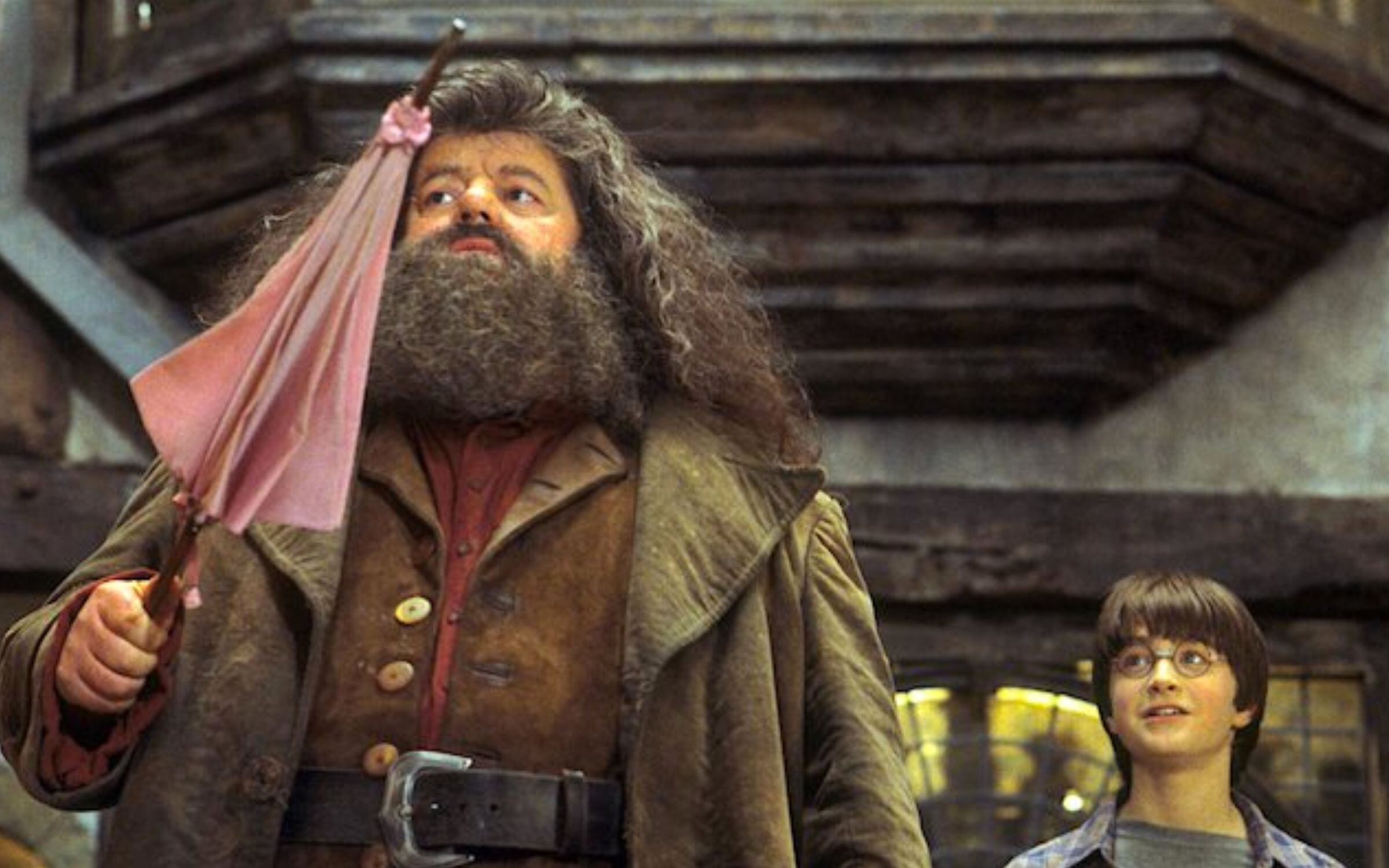 Robbie Coltrane interpretando a Hagrid en &#39;Harry Potter&#39;