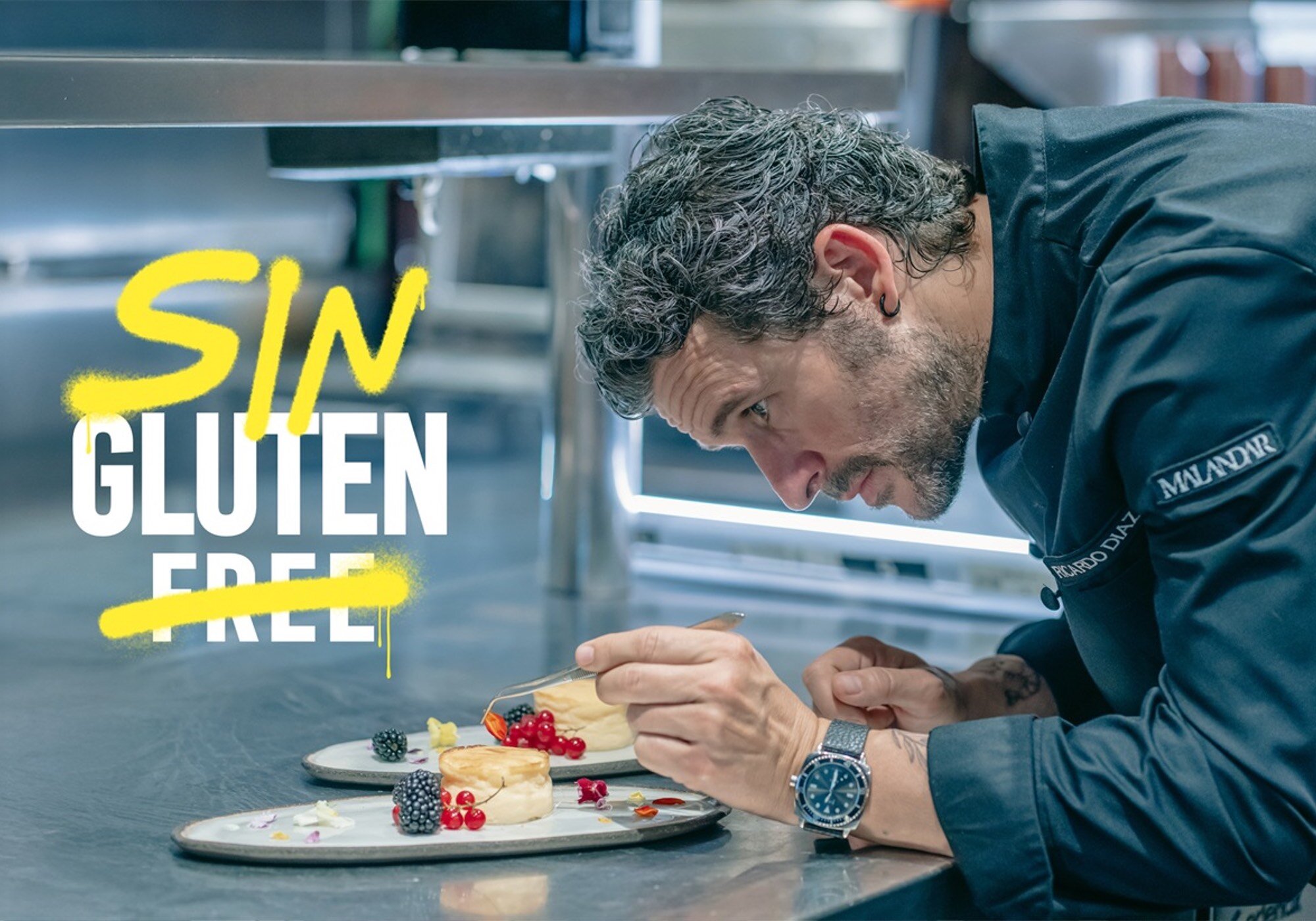 Cartel de &#39;Sin gluten&#39; con Diego Martín