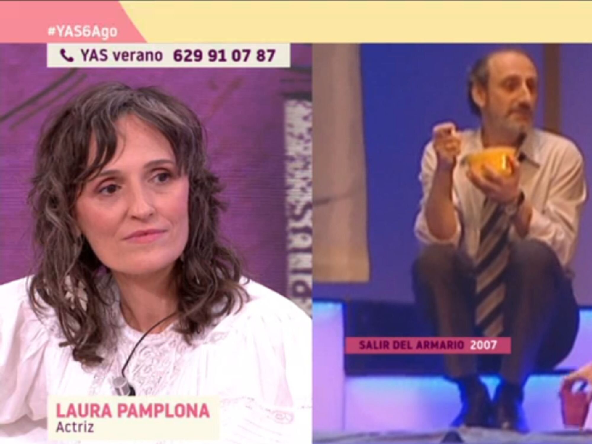 Laura Pamplona viendo imágenes suyas junto a José Luis Gil en 'Y ahora, Sonsoles'
