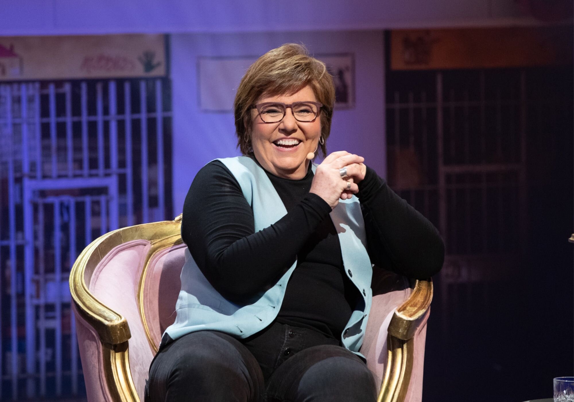 María Escario, en el plató de 'Al cielo con ella'