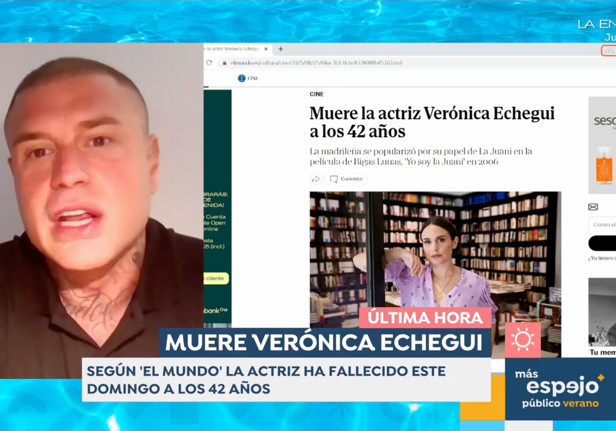 Adrián Rodríguez reaccionó en directo a la noticia sobre el fallecimiento de Verónica Echegui, una compañera de profesión para él, en &amp;#39;Espejo Público&amp;#39;