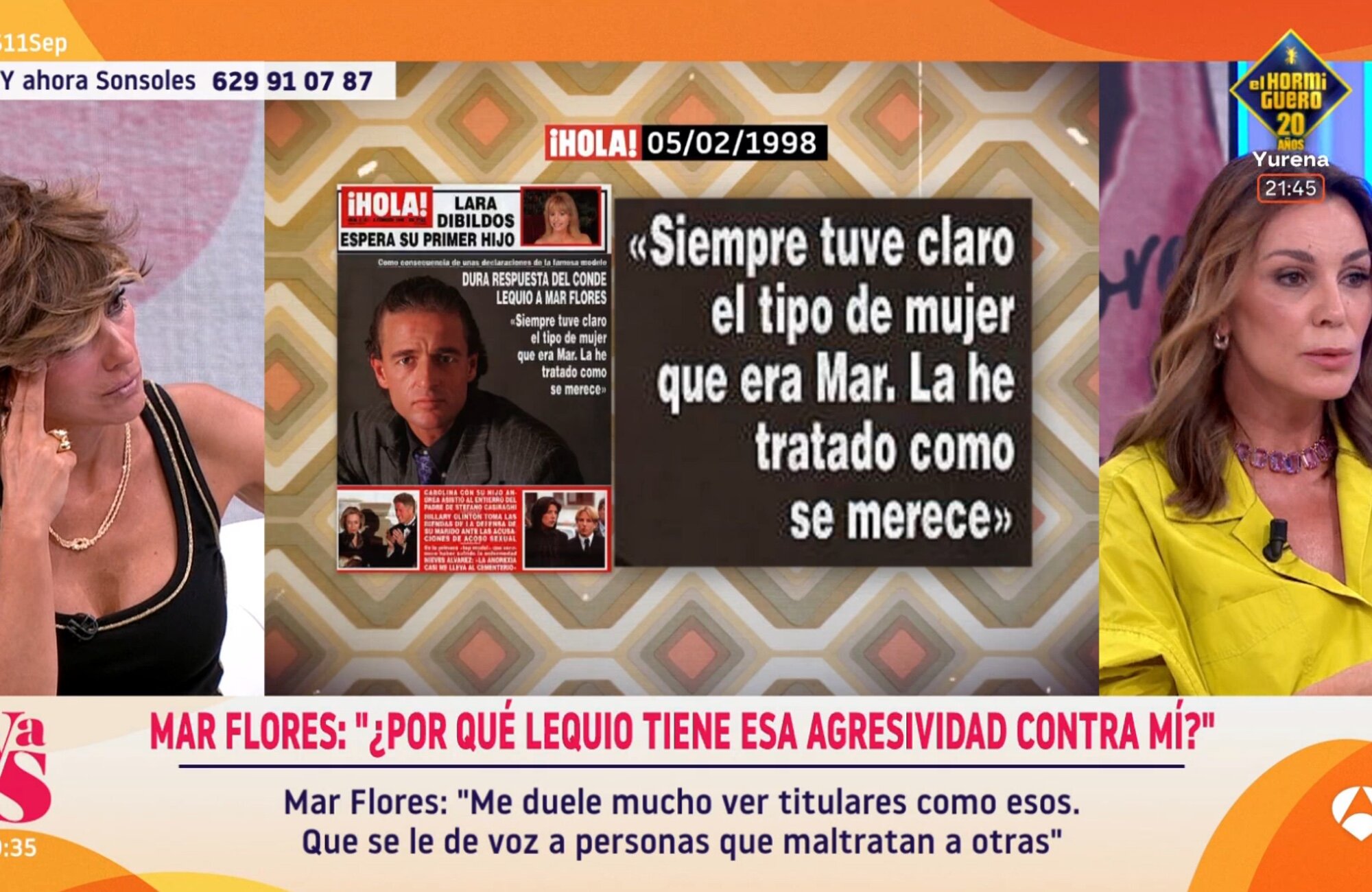 Mar Flores recuerda en 'Y ahora, Sonsoles' la dura portada de Alessandro Lecquio contra ella