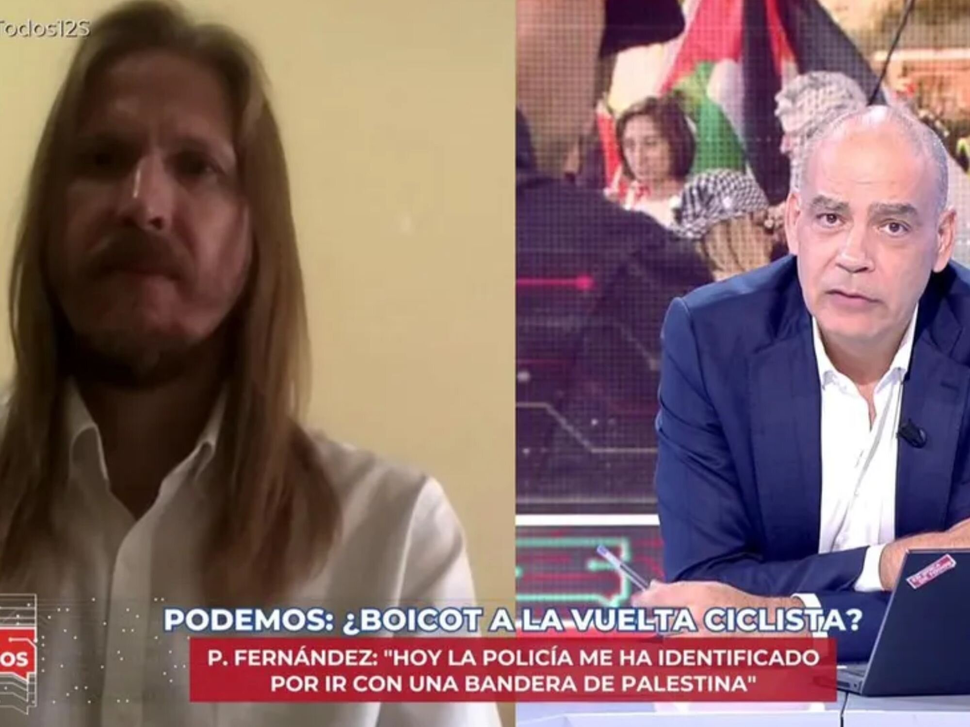 Pablo Fernández y Nacho Abad hablando sobre las protestas propalestinas en La Vuelta