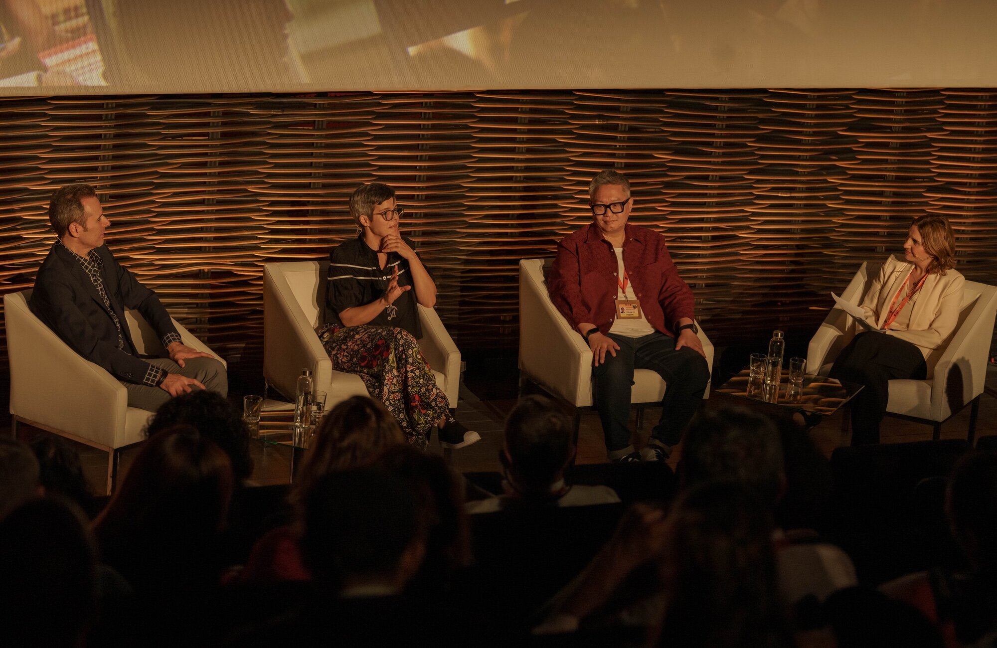 Jorge Tijerina, Vanessa Miranda y Sergio Nakasone en el Iberseries & Platino Industria