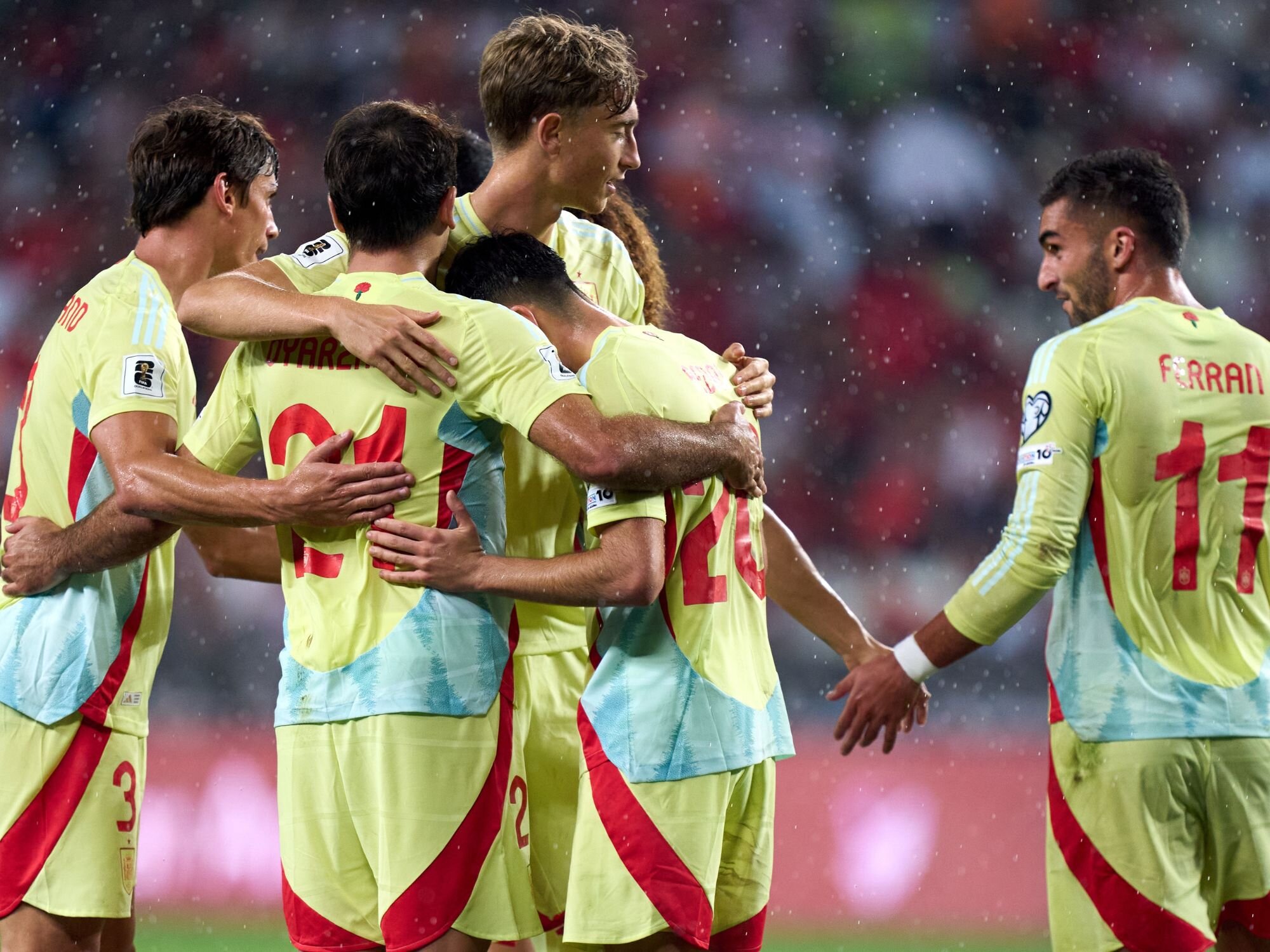 La Selección Española celebrando un gol