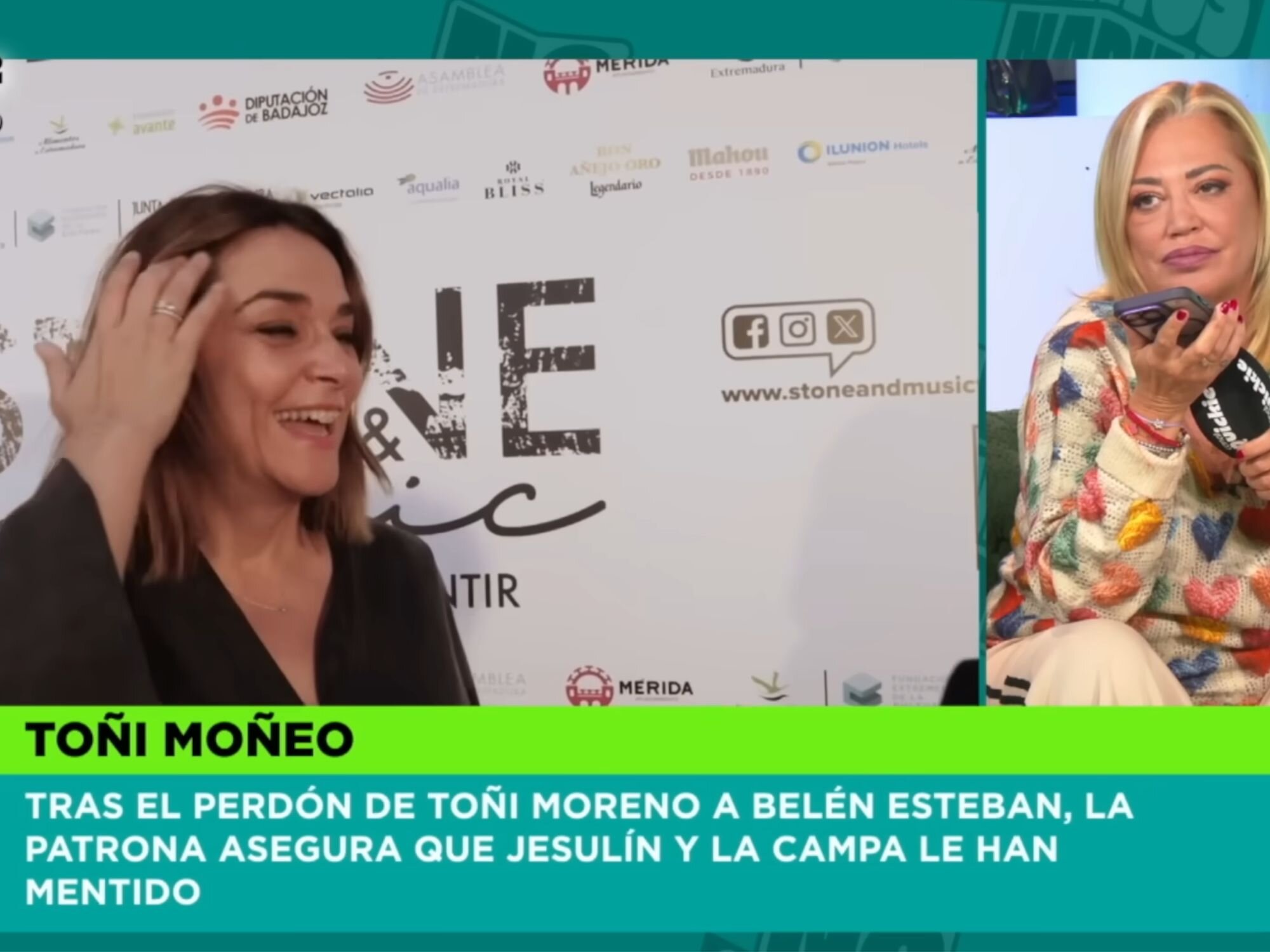 Belén Esteban hablando por teléfono con Toñi Moreno en 'No somos nadie'