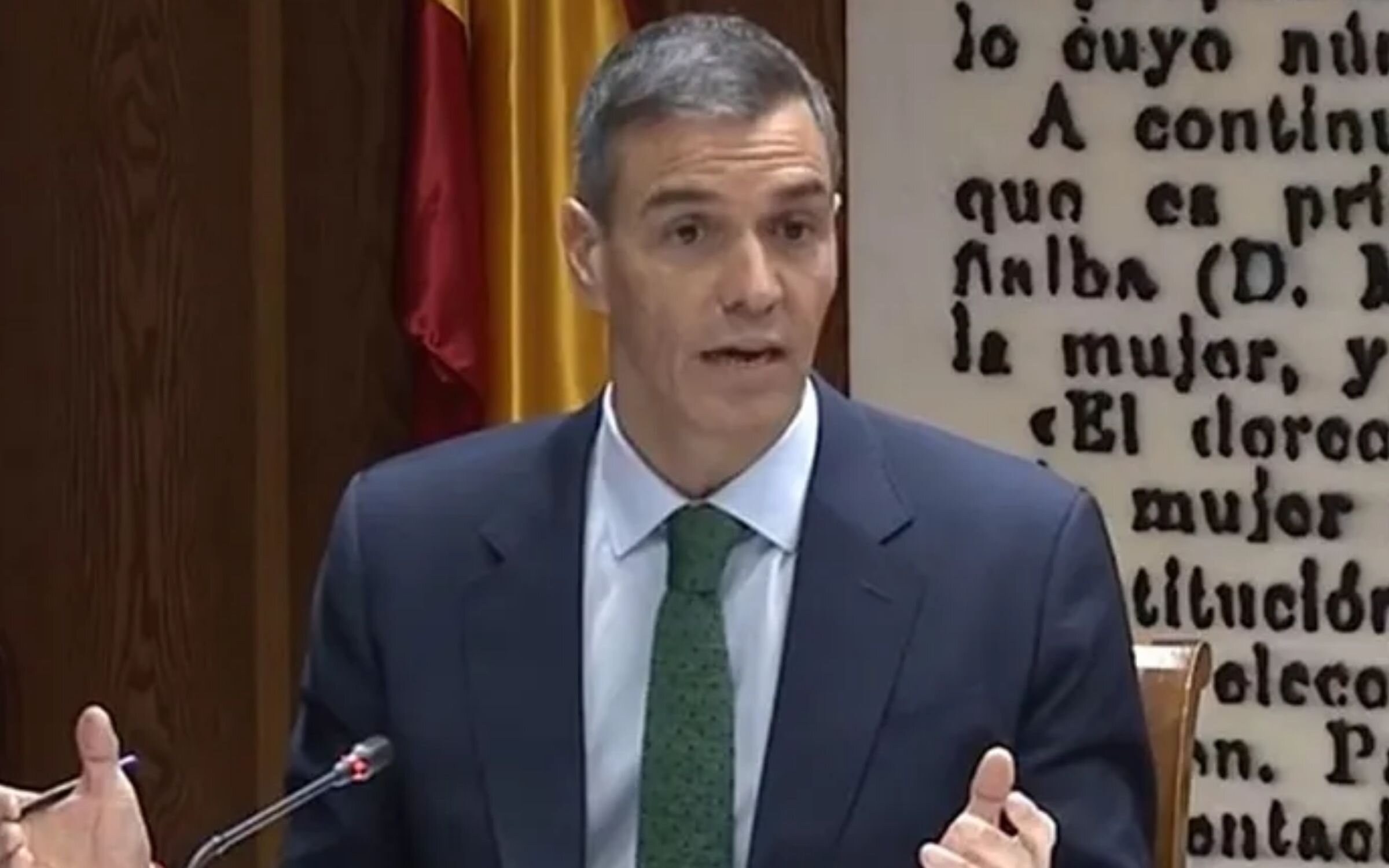 Pedro Sánchez durante su comparecencia en el Senado