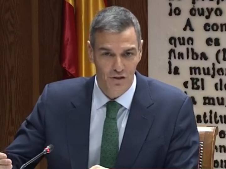 Pedro Sánchez durante su comparecencia en el Senado