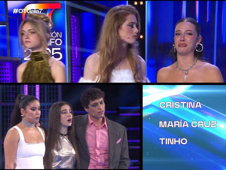 Claudia rompe a llorar al tener que desempatar entre Tinho y María en la gala 7 de 'OT 2025'