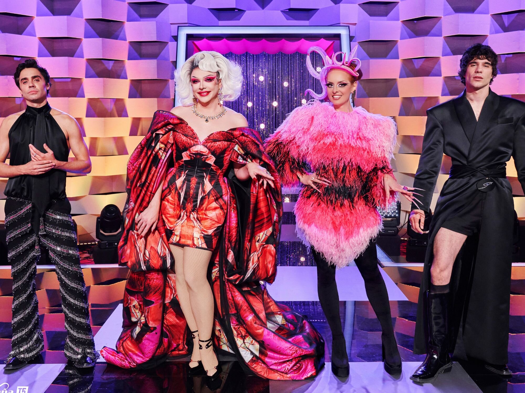 Javier Ambrossi, Supremme de Luxe, Ana Locking y Javier Calvo en la final de 'Drag Race España 5'