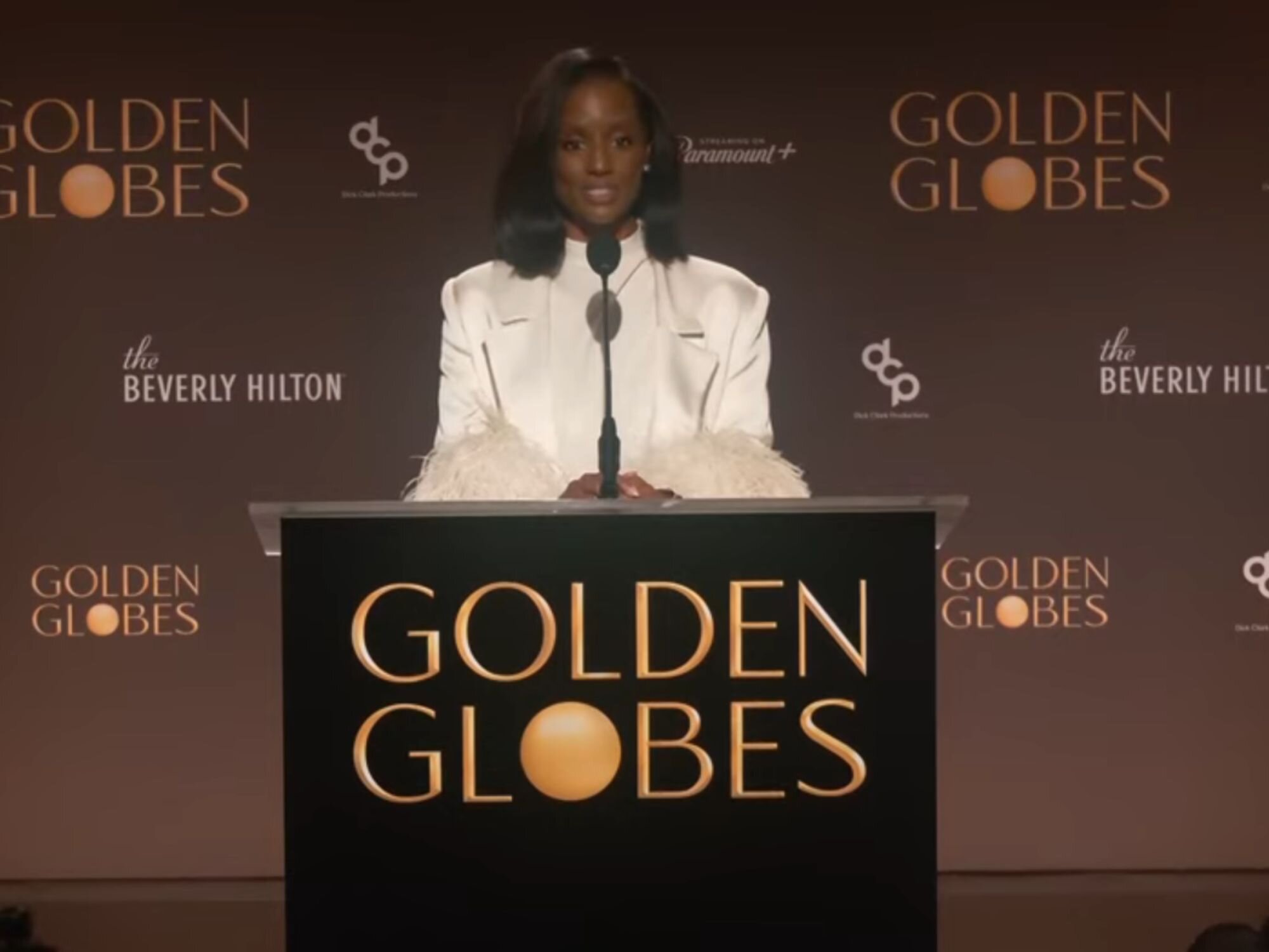 Skye P. Marshall en la lectura de nominados de los Globos de Oro 2026