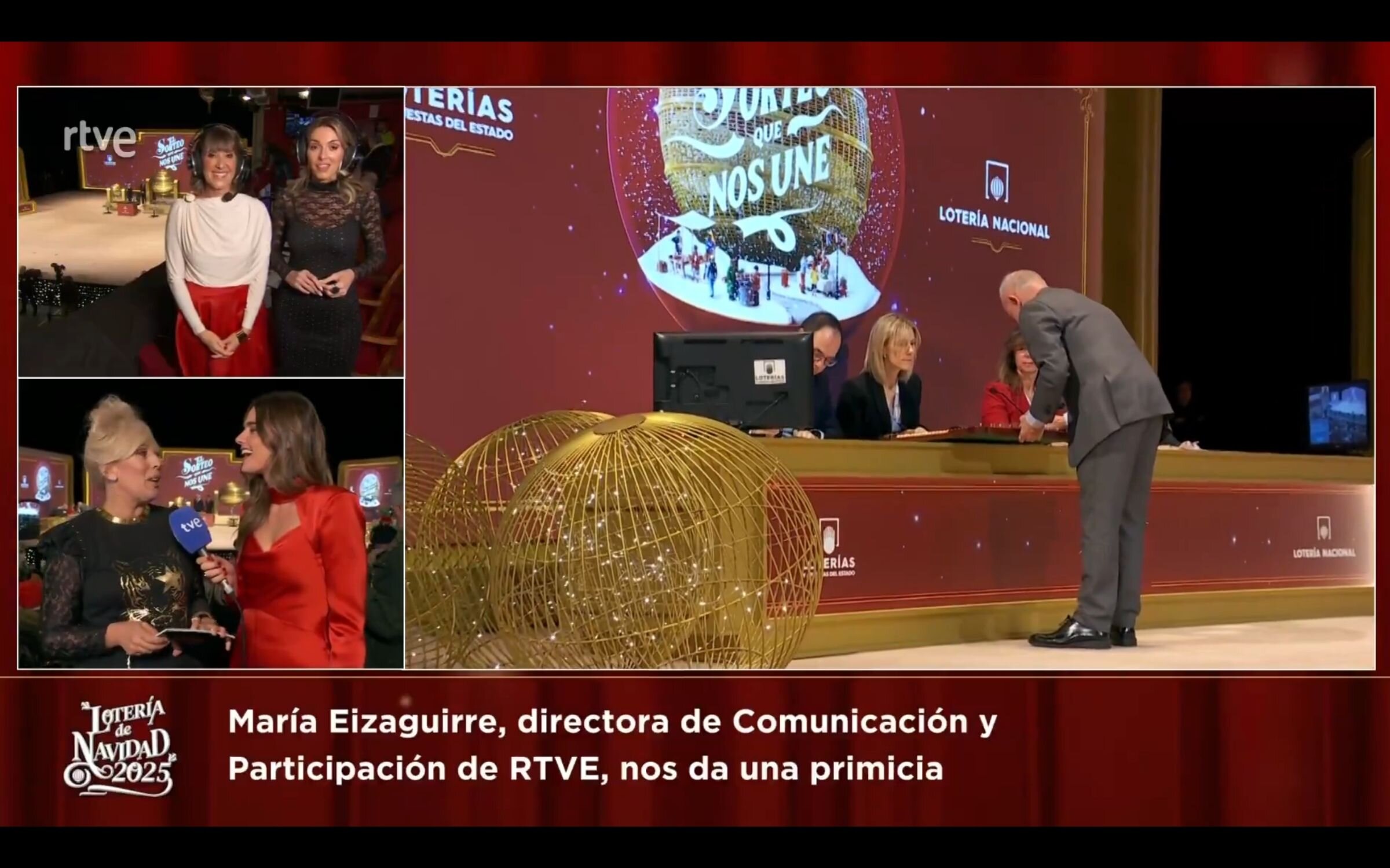 María Eizaguirre anuncia las novedades de Nochevieja en RTVE durante el Sorteo de Navidad