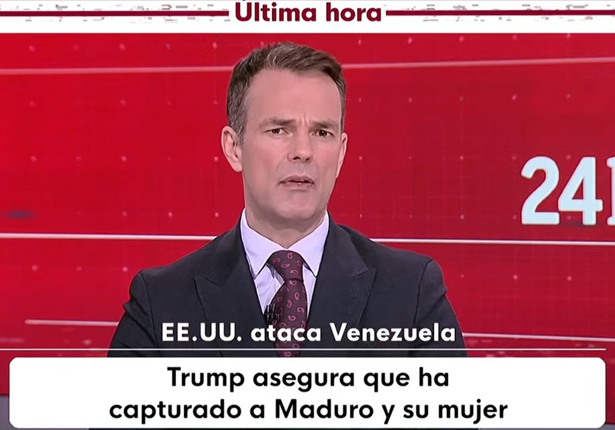 Igor Gómez Maneiro, en TVE informando del ataque de EE. UU. a Venezuela