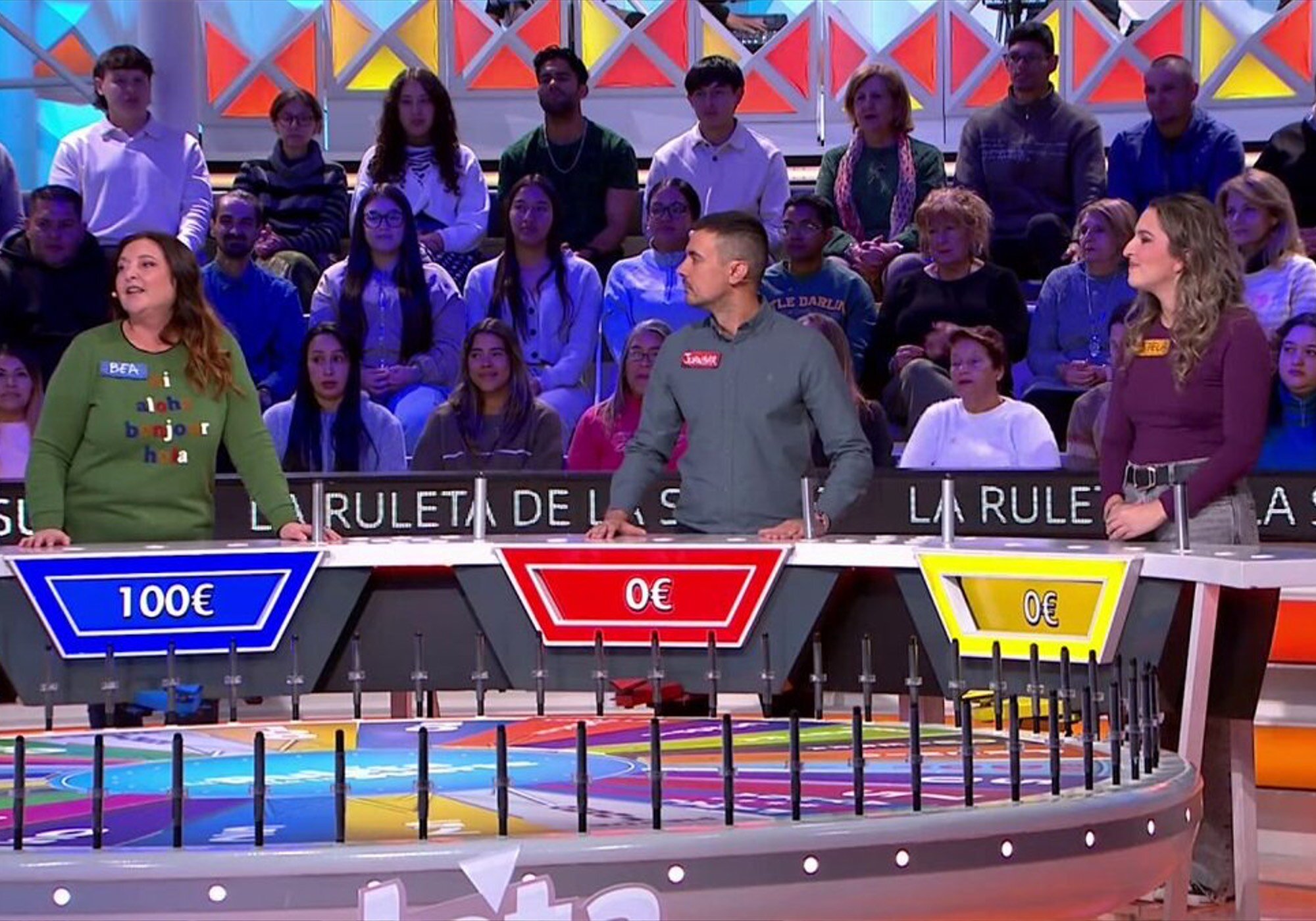 Los tres concursantes de 'La ruleta de la suerte'