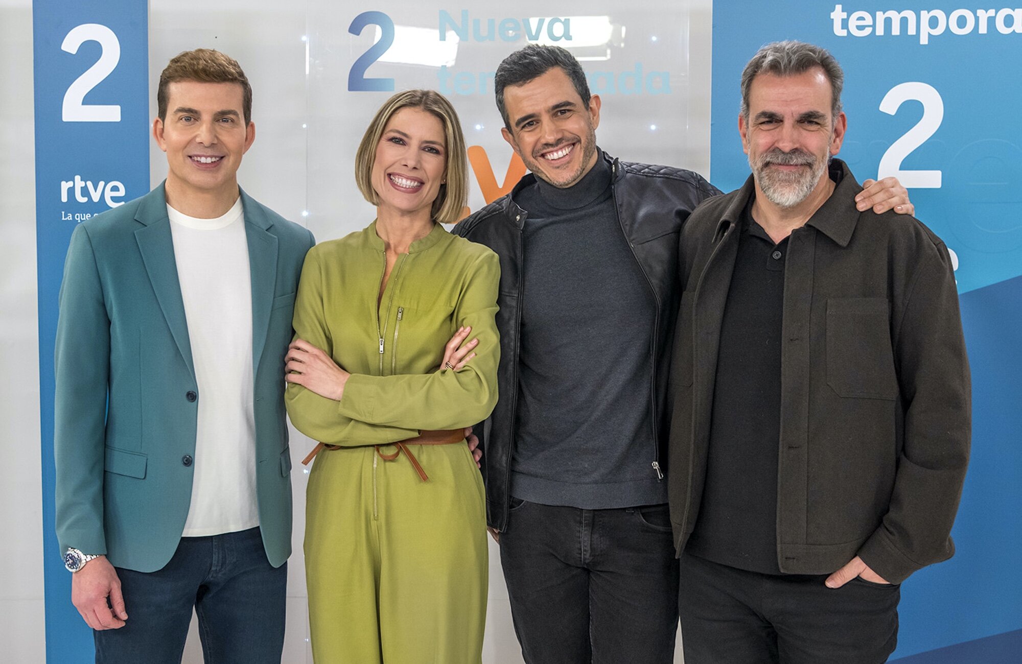 Jero Fernández, Susana Castañón, Pablo G. Batista, presentadores de 'Sukha', junto a su director, Miguel Ángel Hoyos