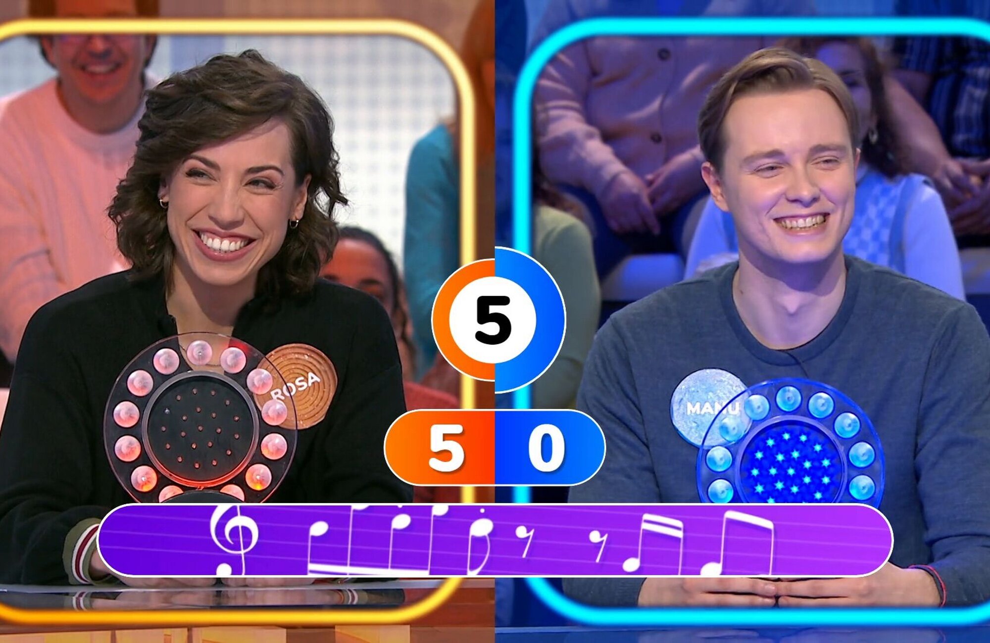 Rosa y Manu en la 'Pista musical' de 'Pasapalabra'