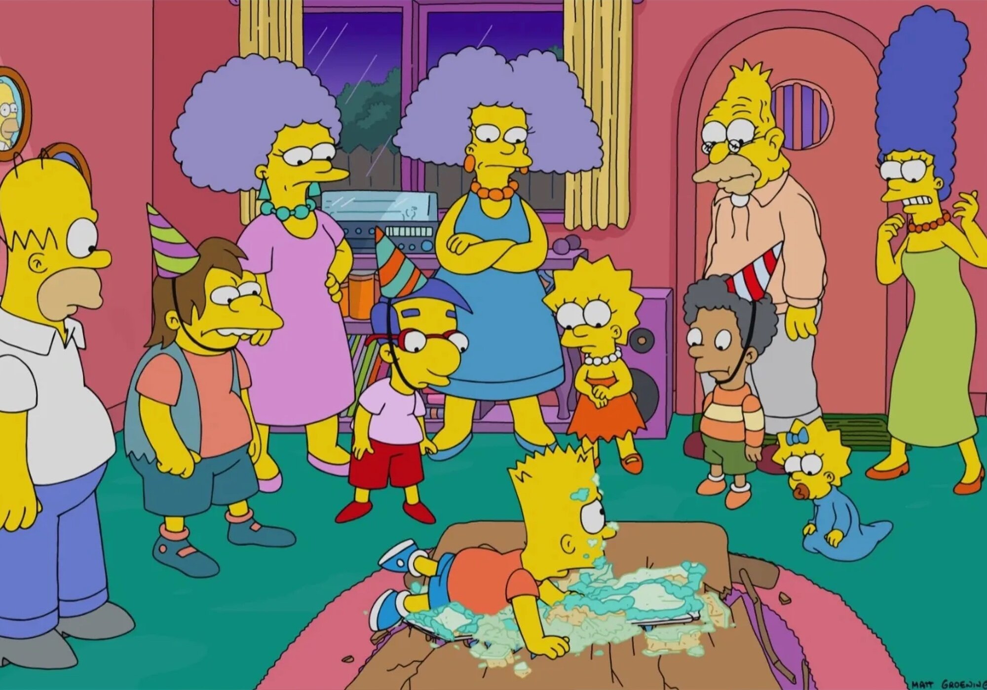 La familia de 'Los Simpson', en el salón de su casa