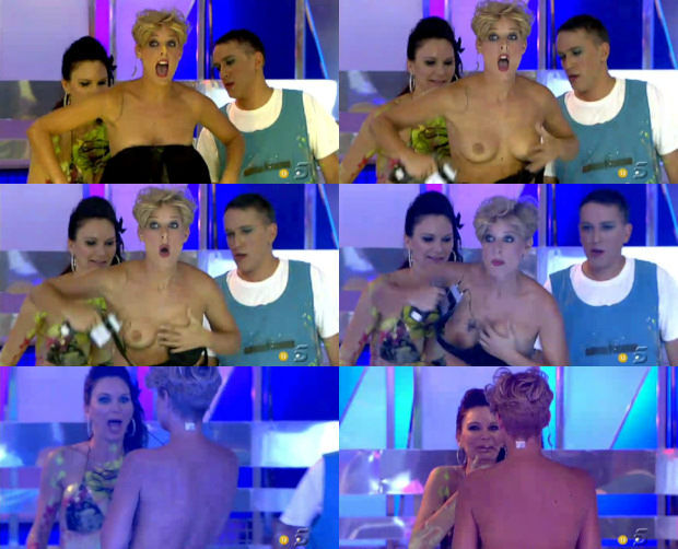 Tania Llasera enseñando las tetas en Telecinco